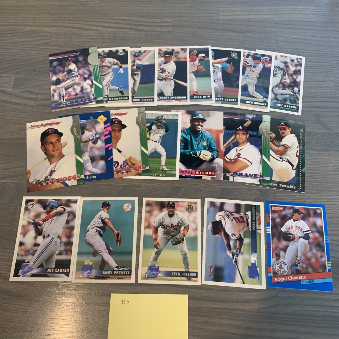 90s baseball cards, Cecil Fielder, Roger Clemens: See photos for condition.