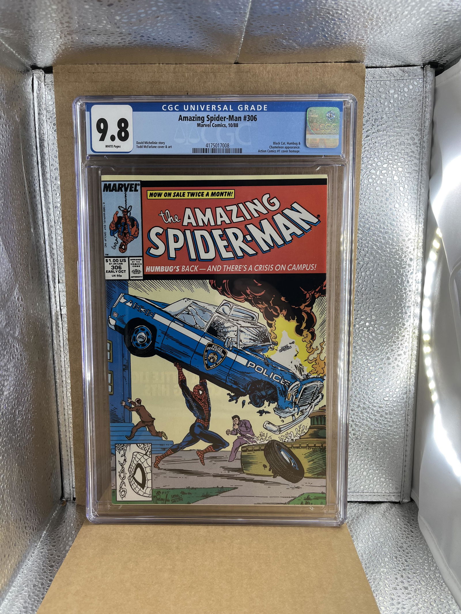 Amazing Spider-man 306 CGC 9.8 McFarlane Action Comics 1 Homage Cover: We are Veteran Owned and Operated and we now do in-house shipping for all items!