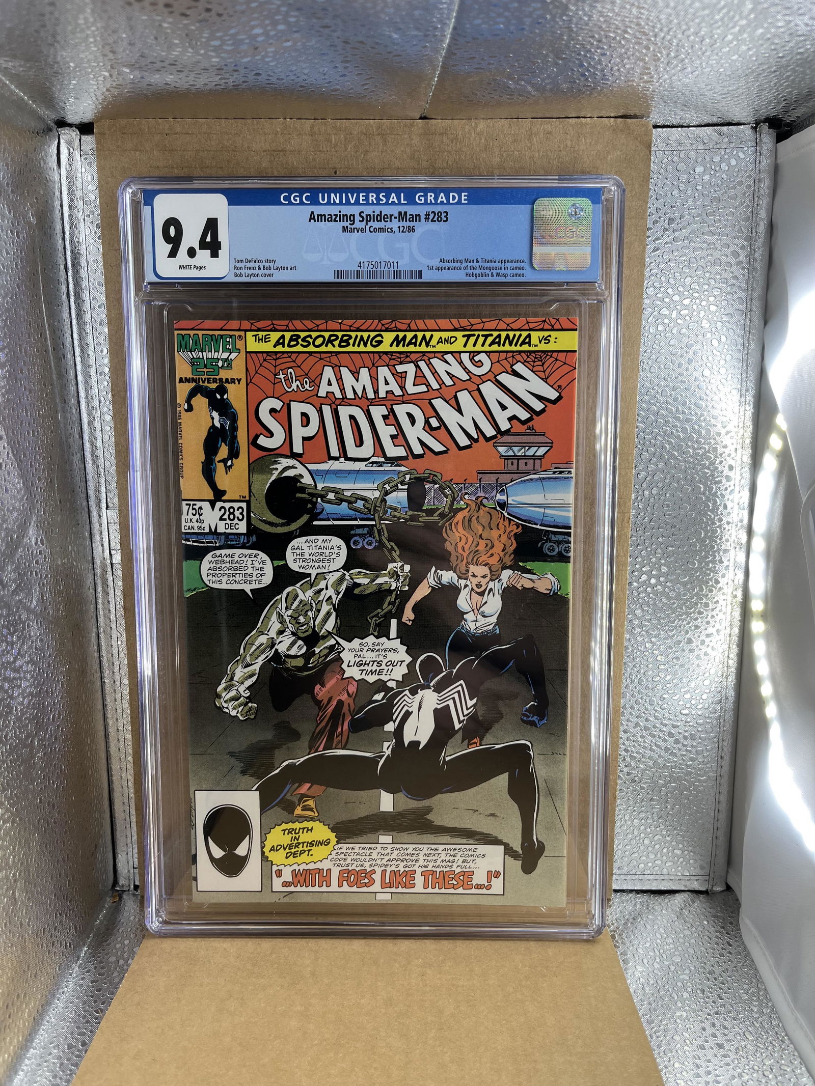 Amazing Spider-man 283 CGC 9.4 1st app Mongoose (1 of 2)