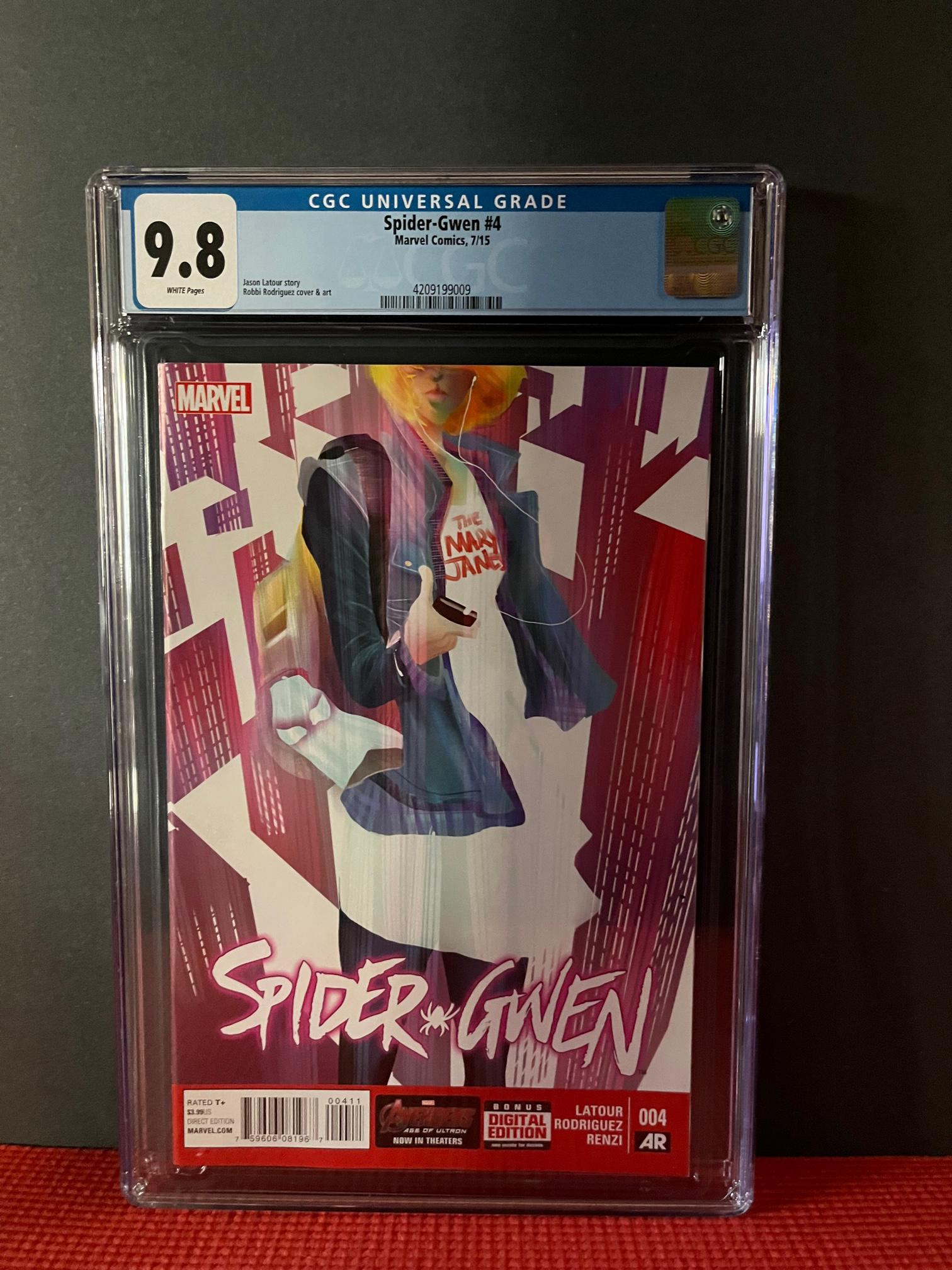 Spider Gwen 4 CGC 9.8: We are Veteran Owned and Operated and we do in-house shipping for all items! Please see photos for condition.