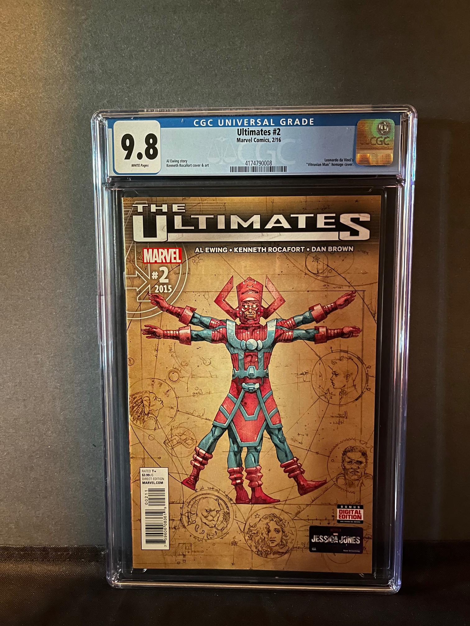 Ultimates 2 CGC 9.8 Davinci Homage Cover: We are a Veteran Owned and Operated Auction House. All Shipping and handling is done is house. We are now accepting consignments! Happy Bidding!