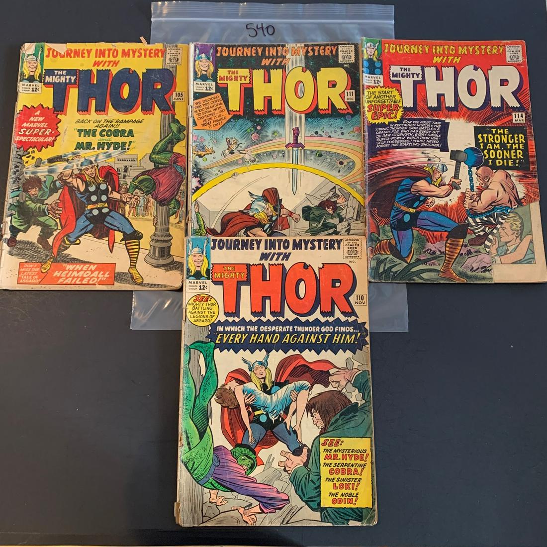 Journey Into Mystery 105, 110, 111, 114 Key!: We are a Veteran Owned and Operated Auction House. All Shipping and handling is done is house. We are now accepting consignments! Happy Bidding!