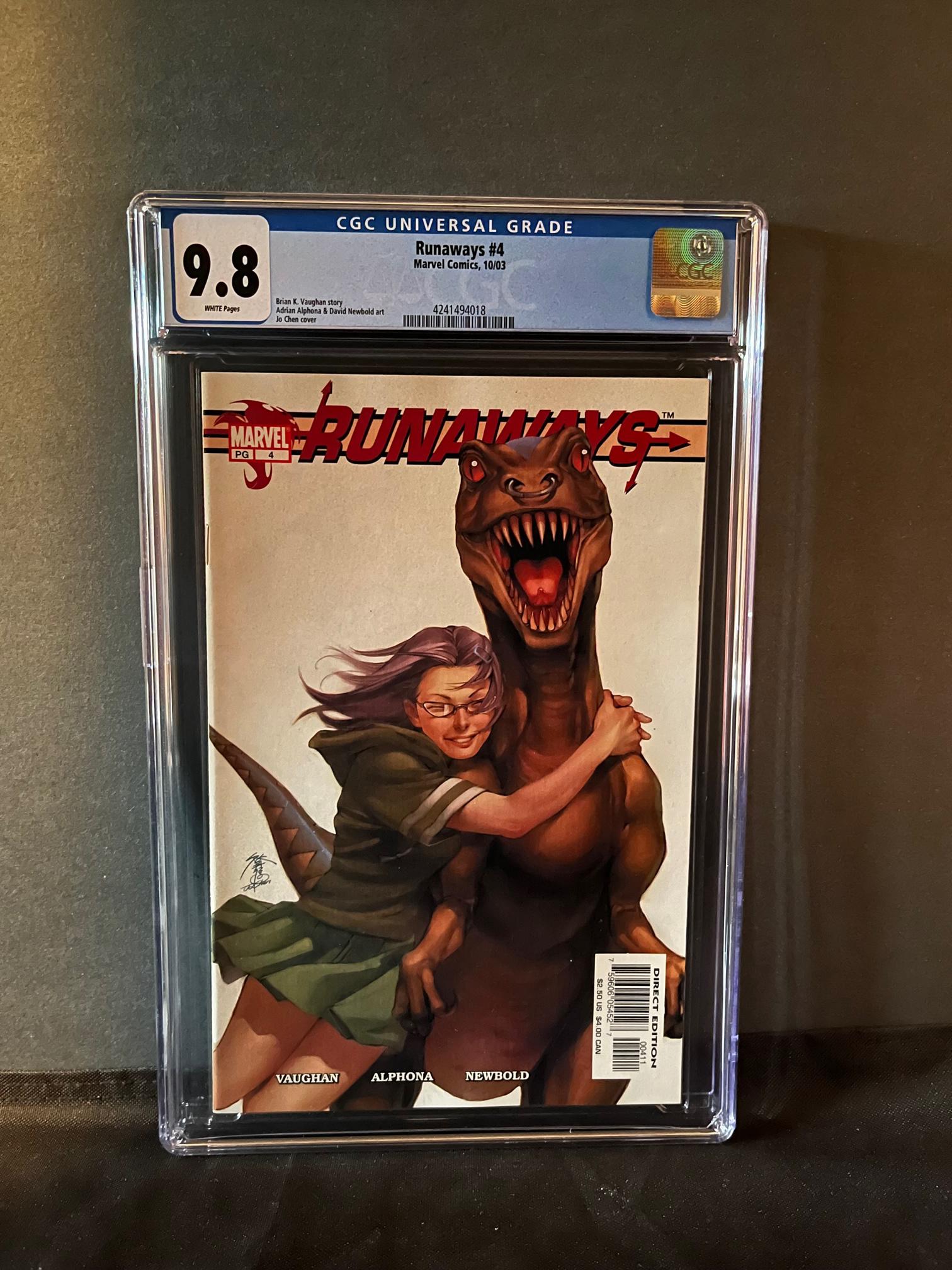 Runaways 4 CGC 9.8: We are a Veteran Owned and Operated Auction House. All Shipping and handling is done is house. We are now accepting consignments! Happy Bidding!