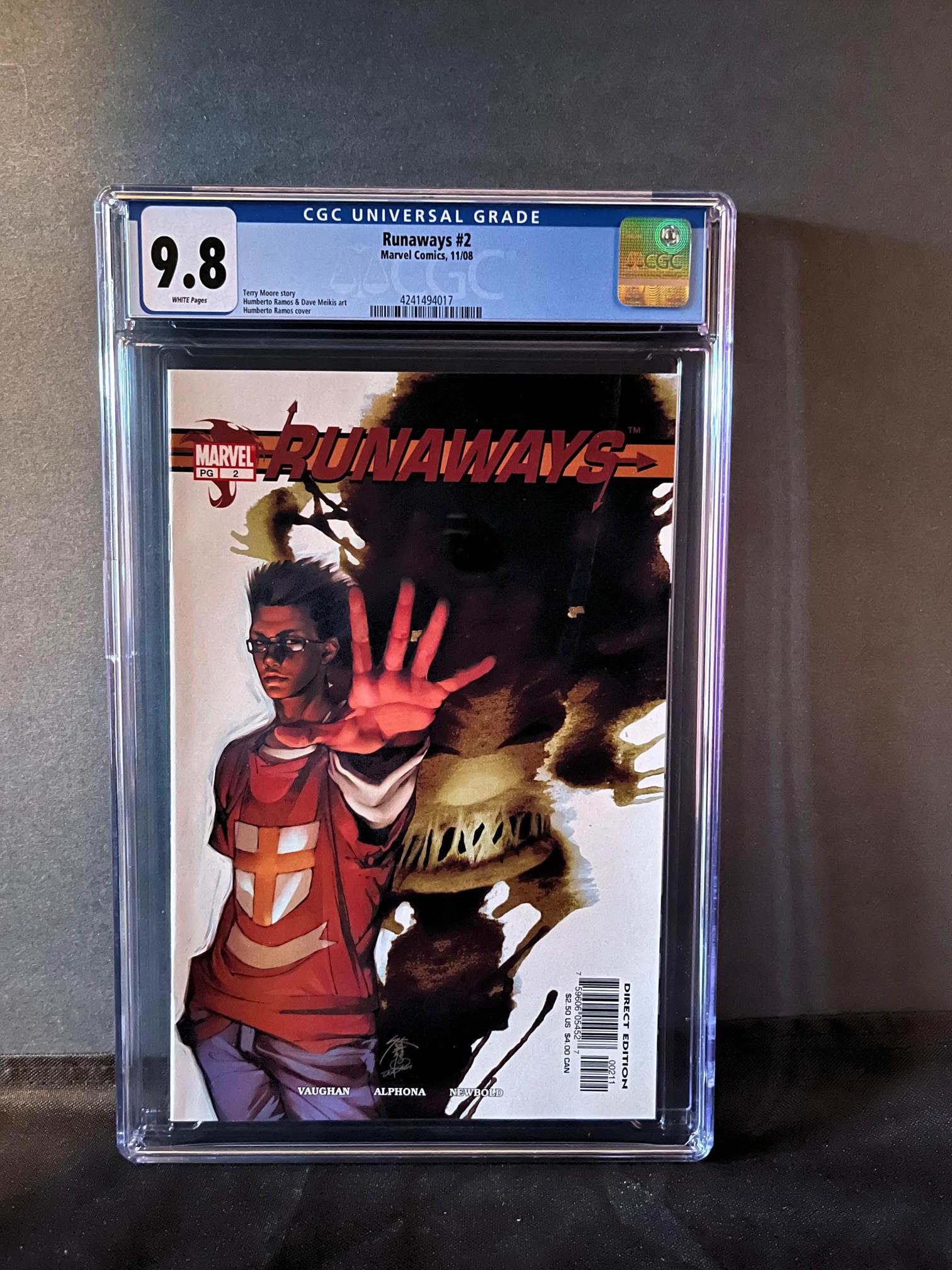 Runaways 2 CGC 9.8: We are a Veteran Owned and Operated Auction House. All Shipping and handling is done is house. We are now accepting consignments! Happy Bidding!