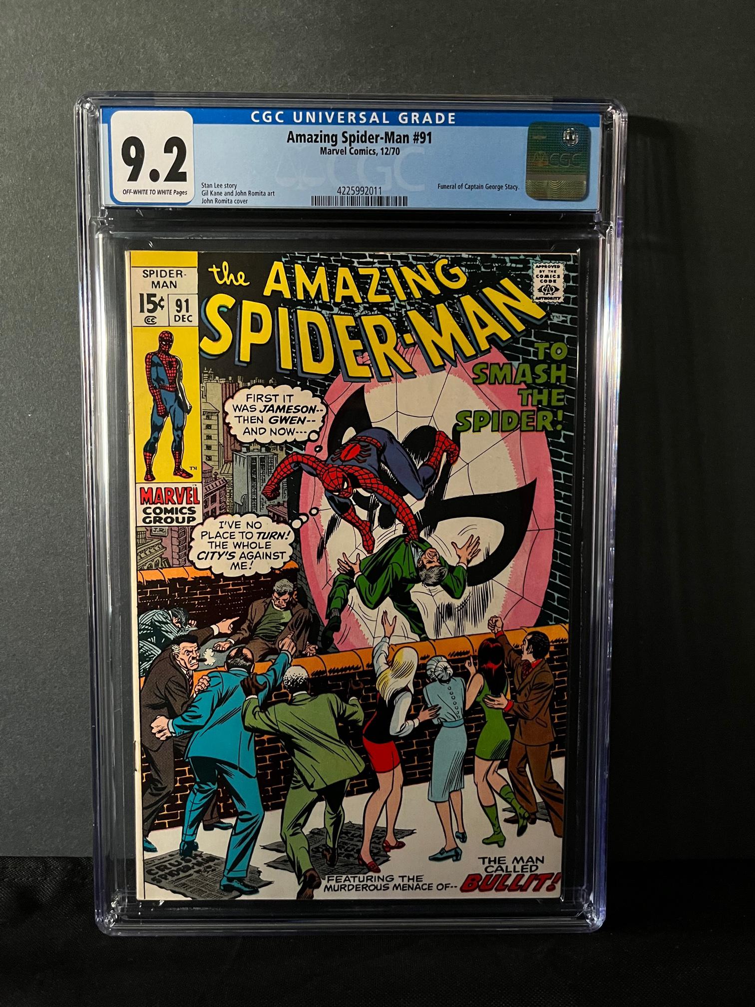 Amazing Spider-man 91 CGC 9.2 Nice!: We are a Veteran Owned and Operated Auction House. All Shipping and handling is done is house. We are now accepting consignments! Happy Bidding!