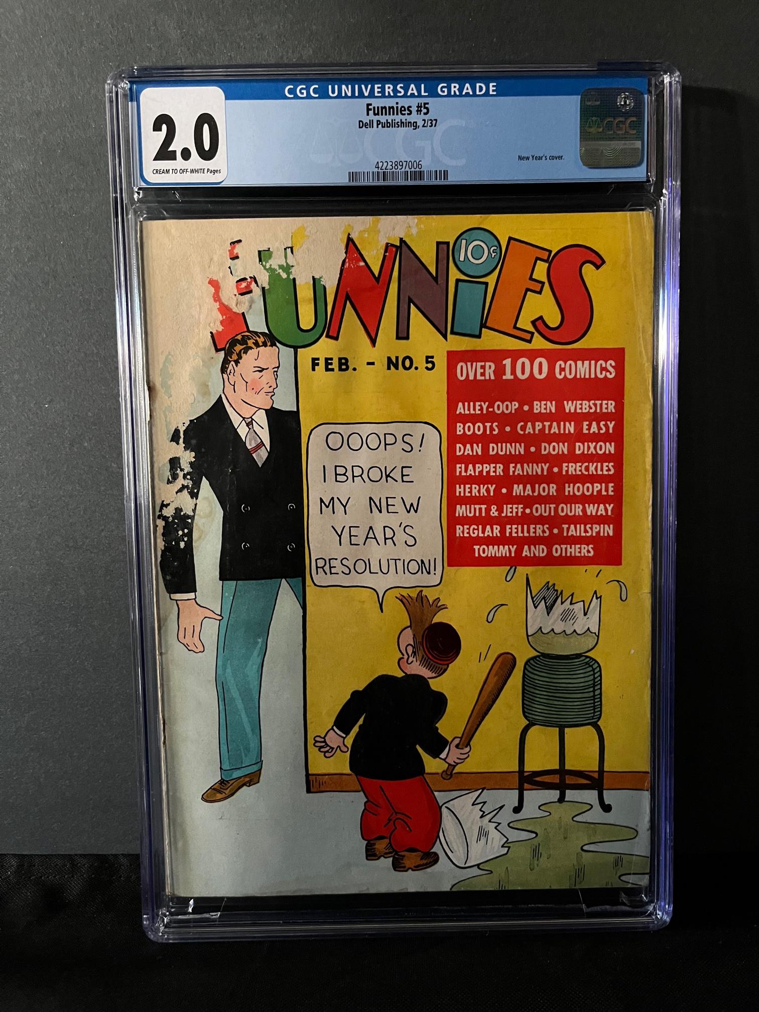 Funnies 5 CGC 2.0 1937 RARE Comic!: It's been SIX years since the last time a graded copy hit the market. We are a Veteran Owned and Operated Auction House. All Shipping and handling is done is house. We are now accepting consignments!