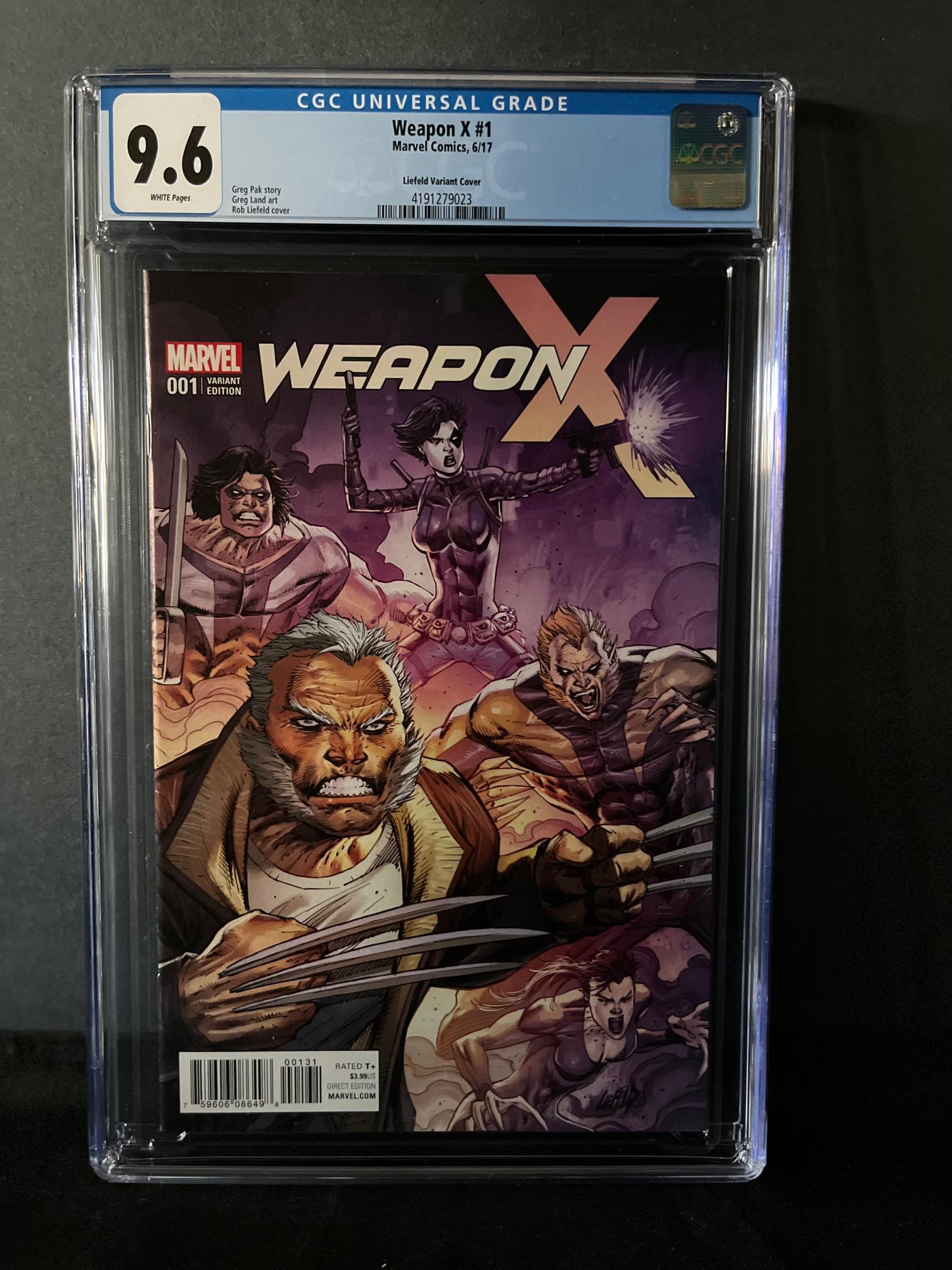 Weapon X 1 Liefield Variant CGC 9.6: We are a Veteran Owned and Operated Auction House. All Shipping and handling is done is house. We are now accepting consignments! Happy Bidding!