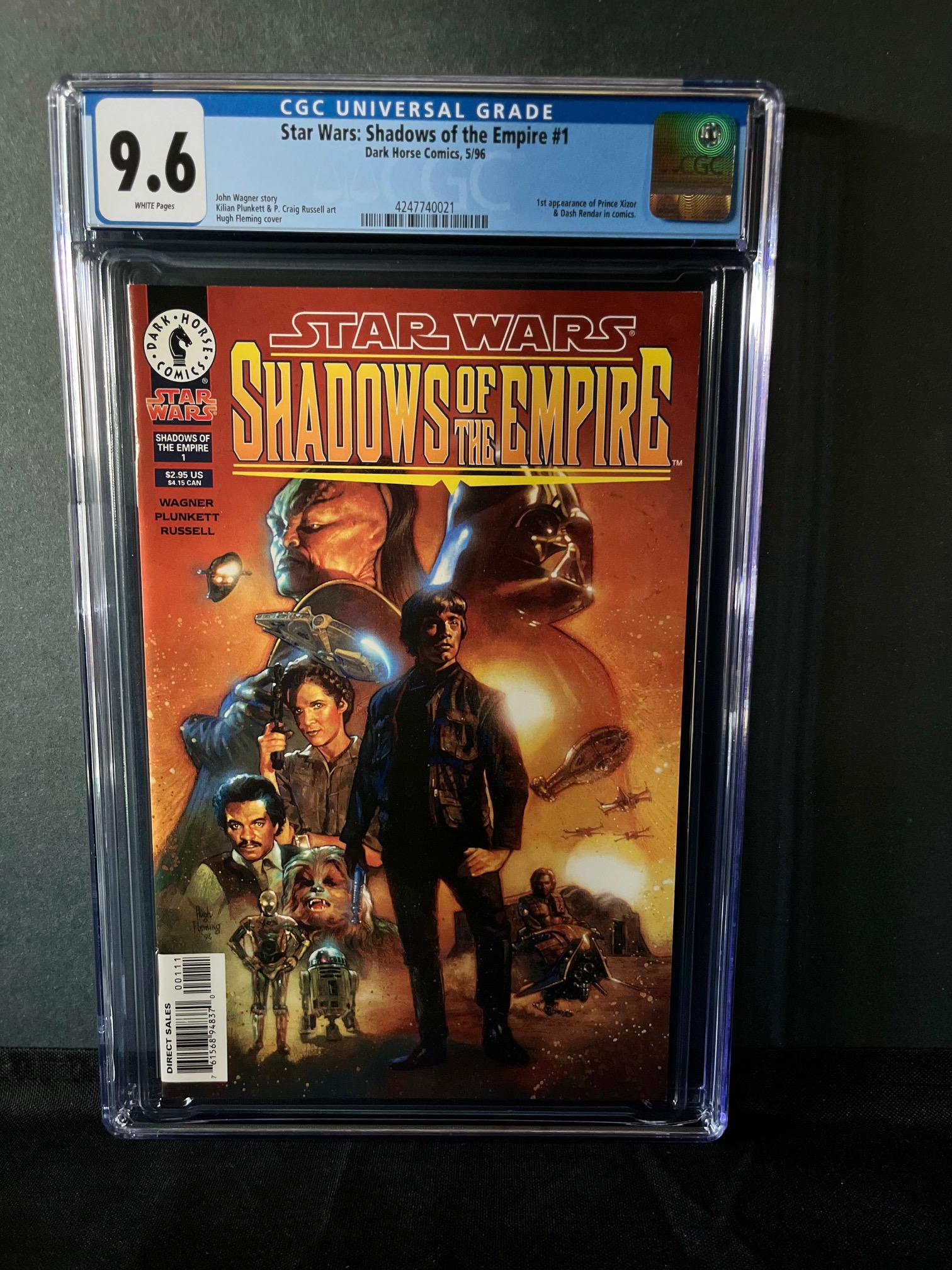 Star Wars Shadows of the Empire CGC 9.6 Key!: 1st appearance of Prince Xizor & Dash Rendar in comics We are a Veteran Owned and Operated Auction House. All Shipping and handling is done is house. We are now accepting consignments! Happy Bidding!