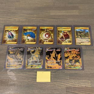 Lot of Ultra Rare Gold Pokemon cards: 9 Ultra Rare Gold Pokemon cards. See photos for conditions. If you are interested in consigning with us, email aeronhouse1994@gmail.com or fill out the consignment form on ahauctionhouse.com