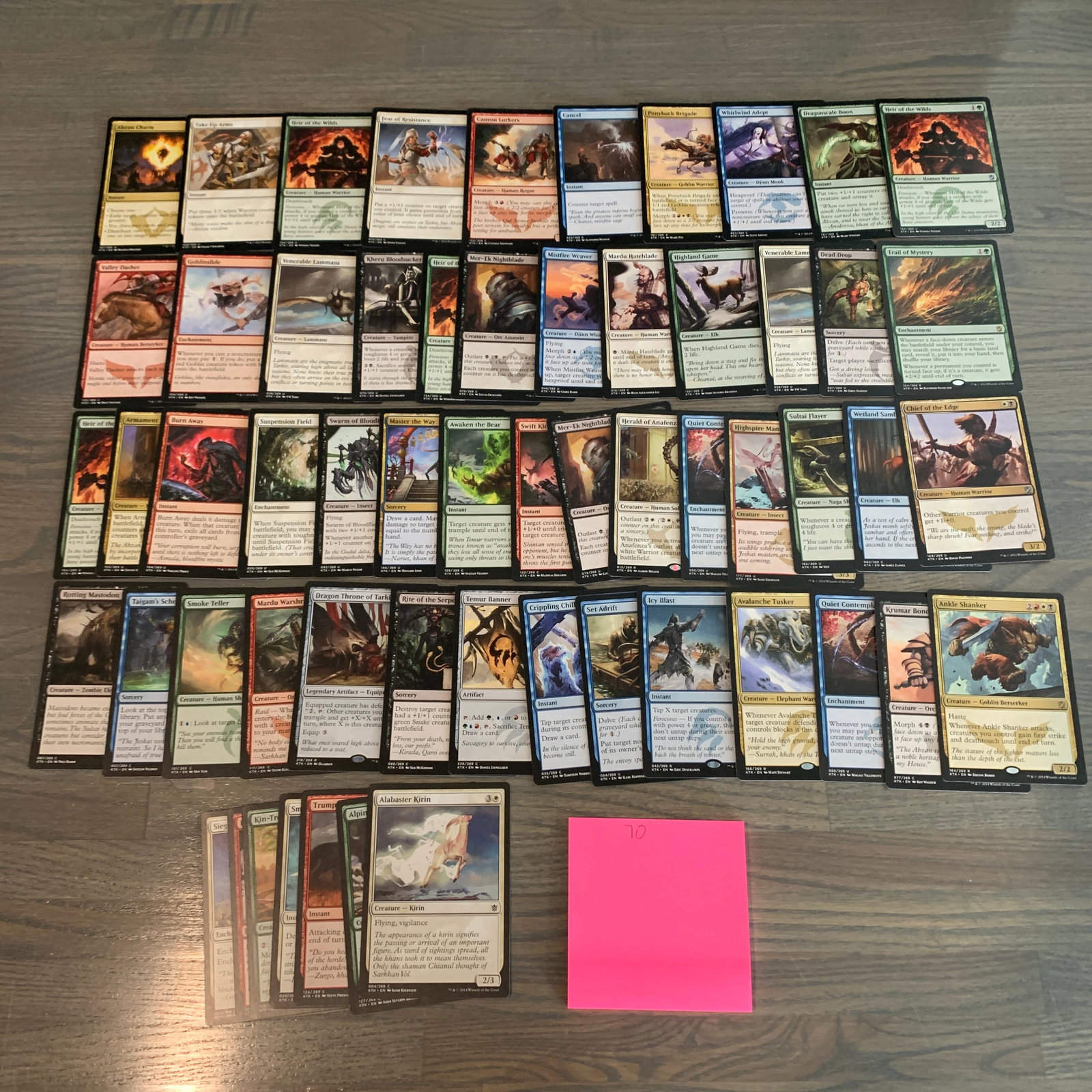 Khans of Tarkir Magic the Gathering Cards: Lot of Khans of Tarkir Set Magic the Gathering Cards. See photos for condition. If you are interested in consigning with us, email aeronhouse1994@gmail.com or fill out the consignment form on ahauctio