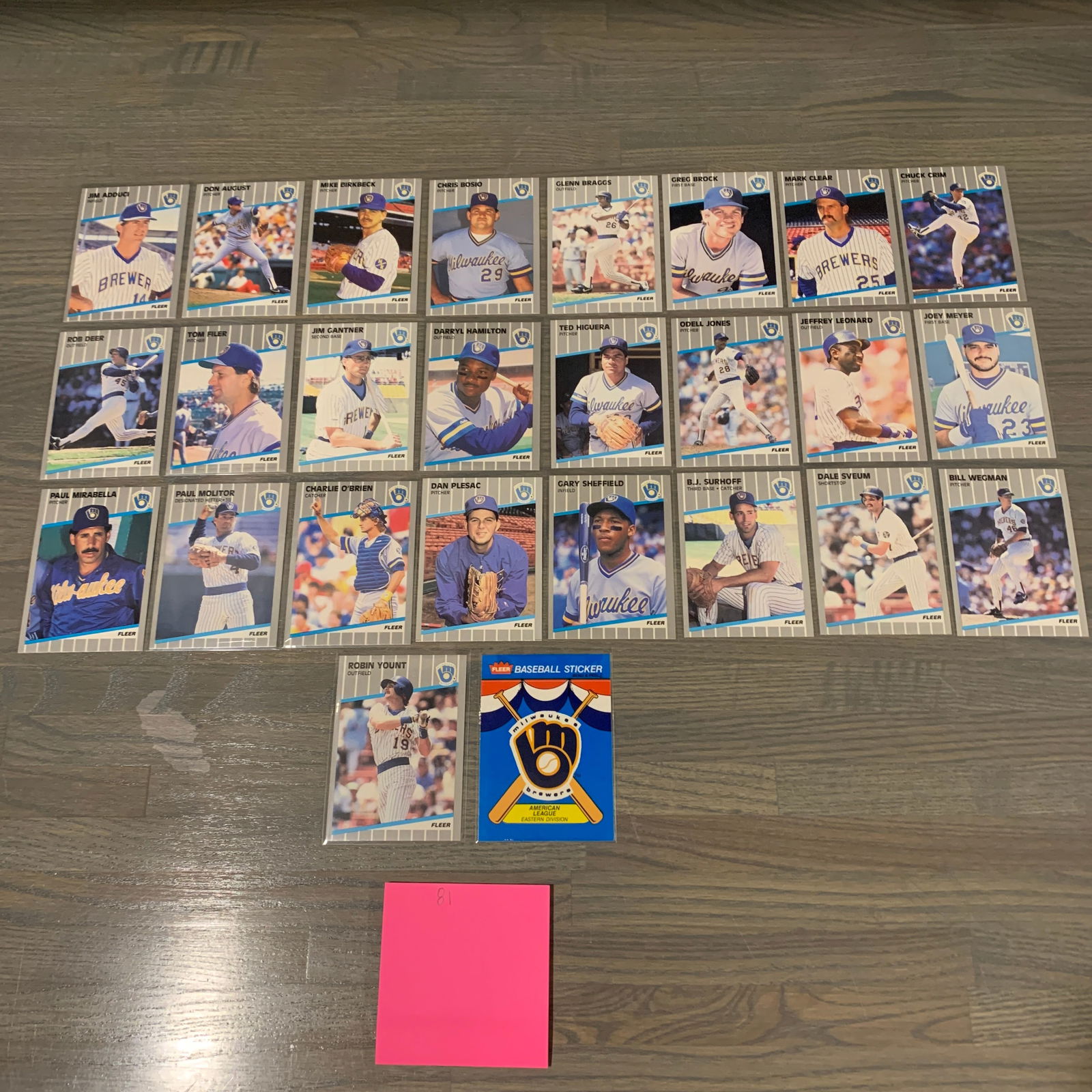 Fleer 89' Brewers Baseball Cards (1 of 7)