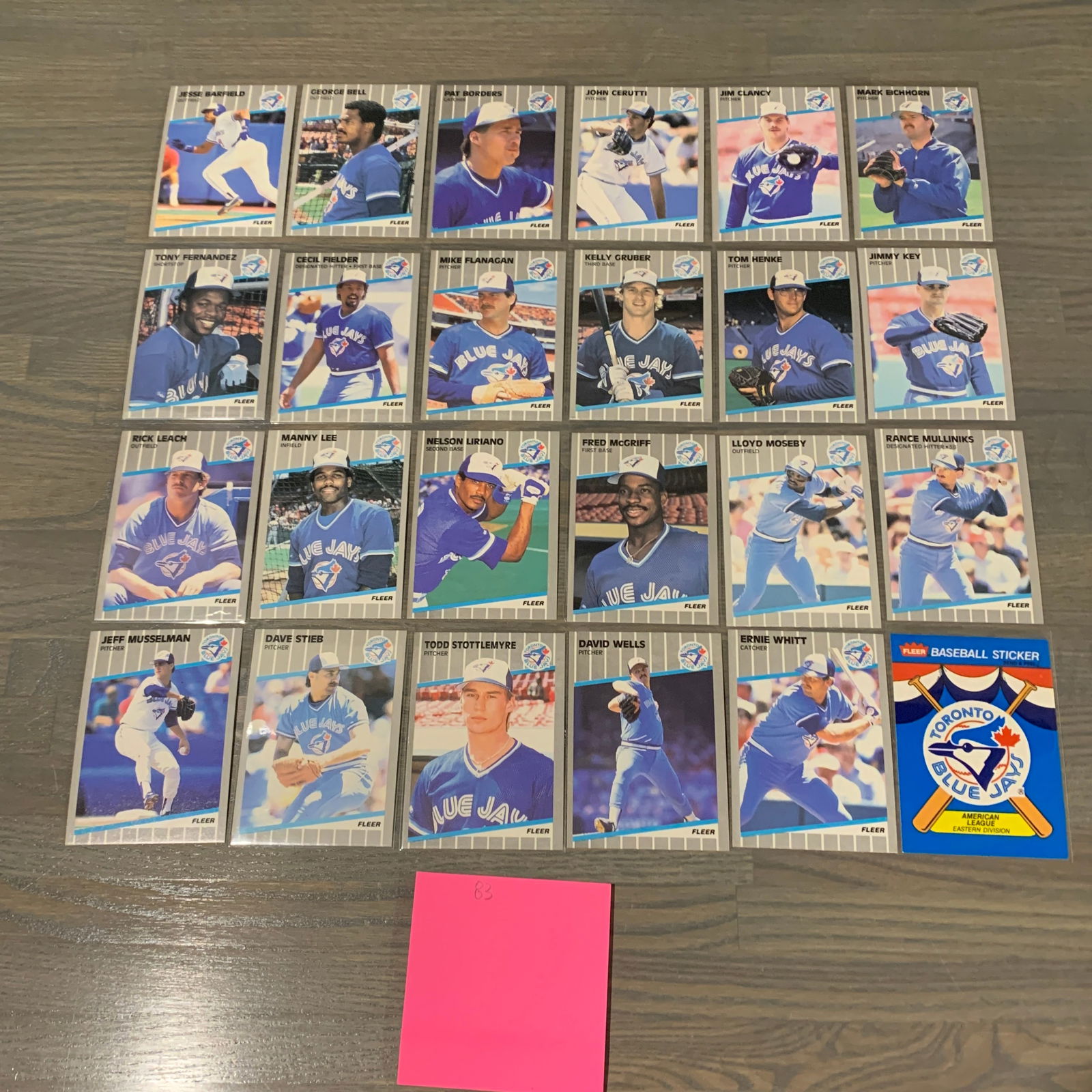 Fleer 89' Blue Jays Baseball Cards (1 of 5)