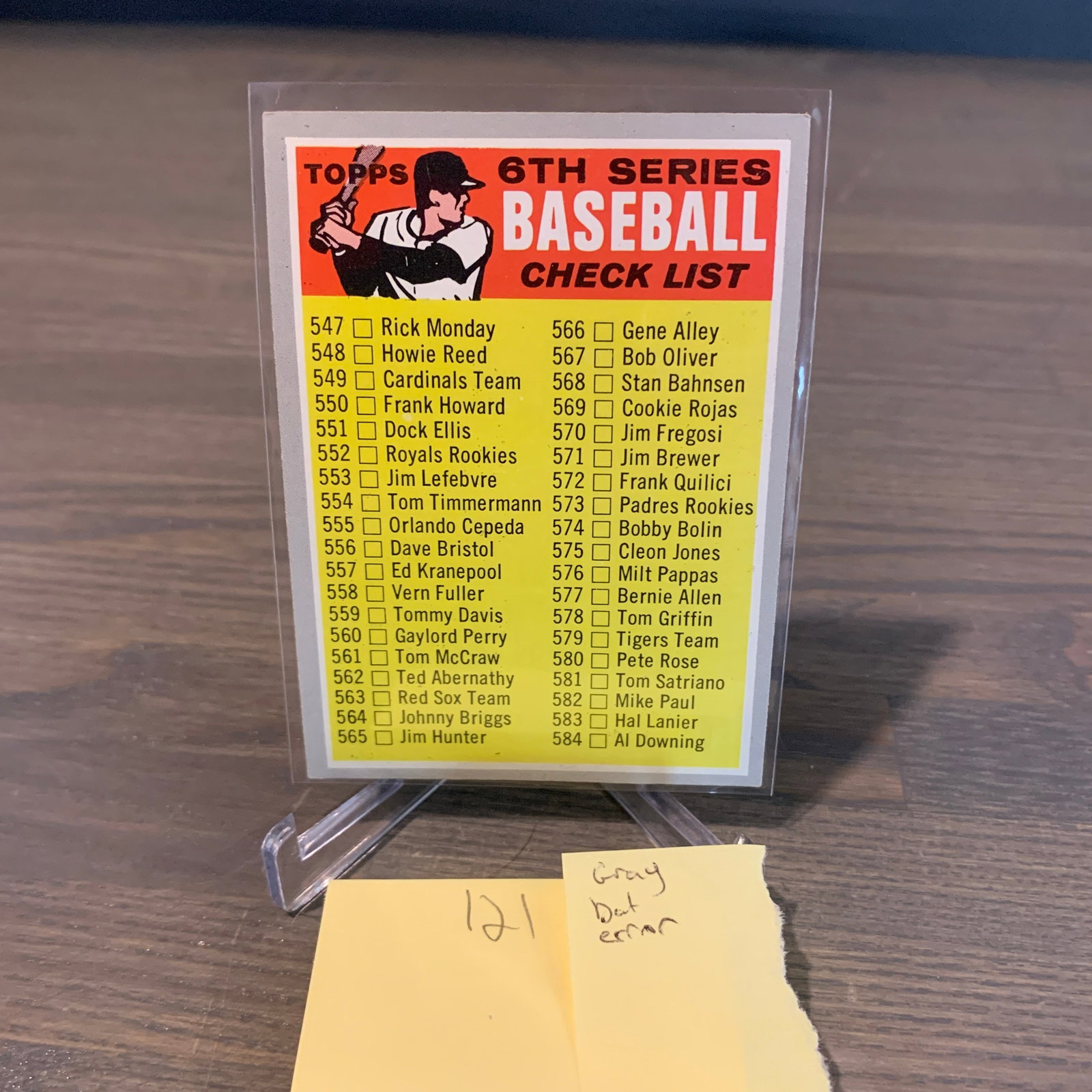 Topps 70' Checklist Gray bat error card: Topps 1970 6th Series Checklist #542 Gray Bat Error Card. See photos for condition. If you are interested in consigning with us, email aeronhouse1994@gmail.com or fill out the consignment form on ahau