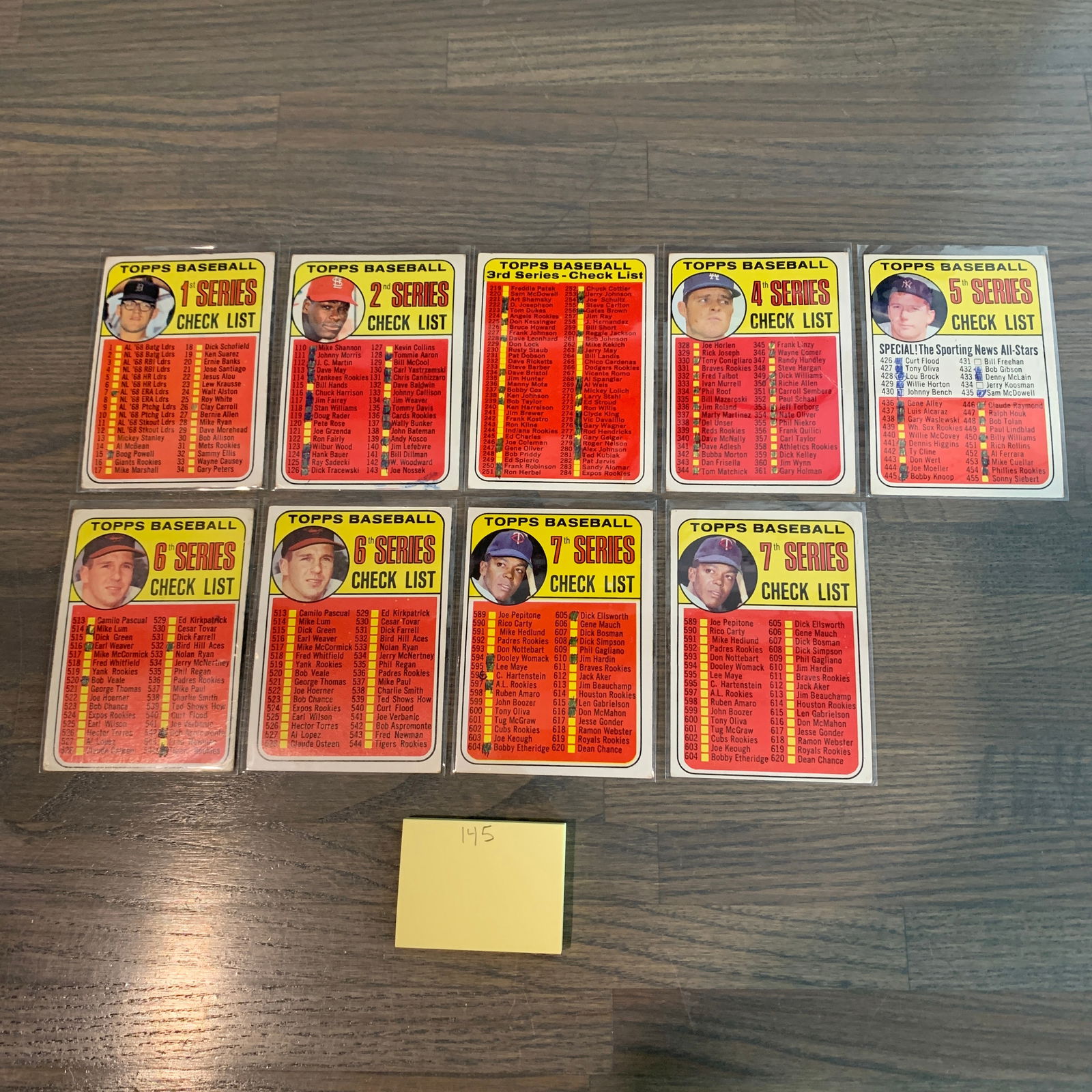 Topps 69 Series Checklist Baseball cards (1 of 2)