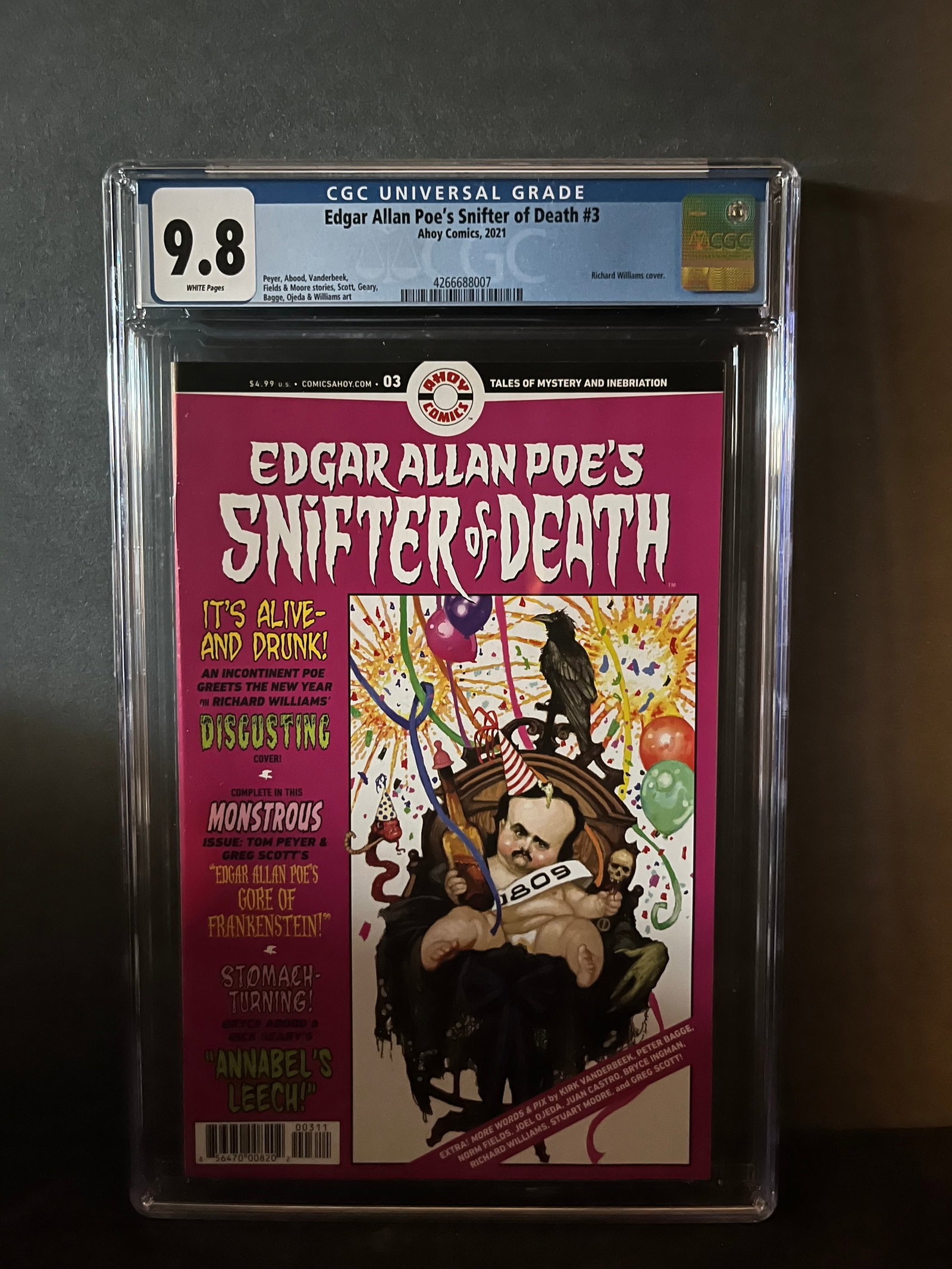 Edgar Allen Poe's Snifter of Death 3 CGC 9.8: Because you can't have a Halloween auction without Edgar Allen Poe! We are a veteran owned company. Please look at the pictures carefully to determine what you believe the condition of collecitible is