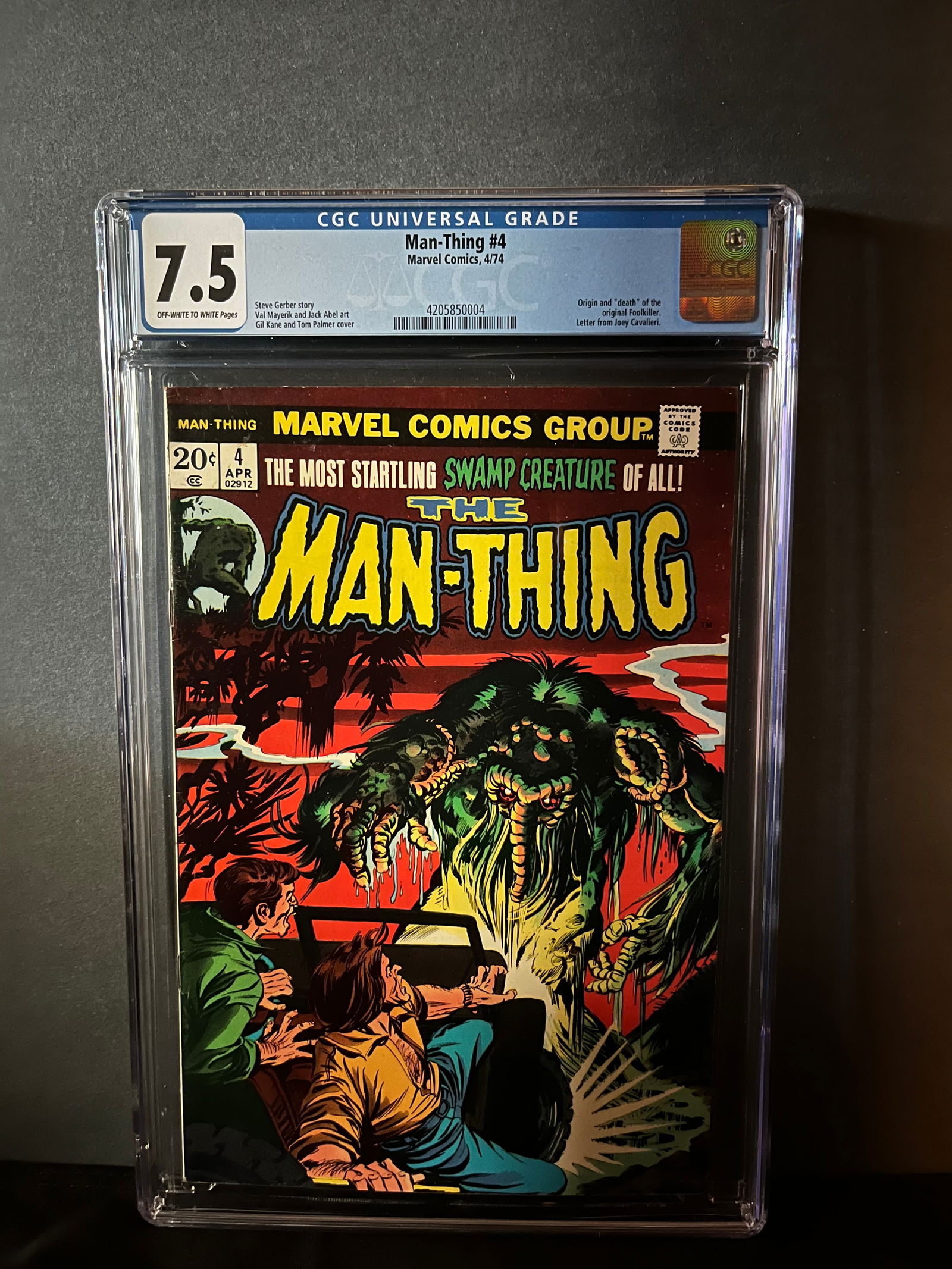 Man-Thing 4 CGC 7.5 Origin of Death & Foolkiller (1 of 1)