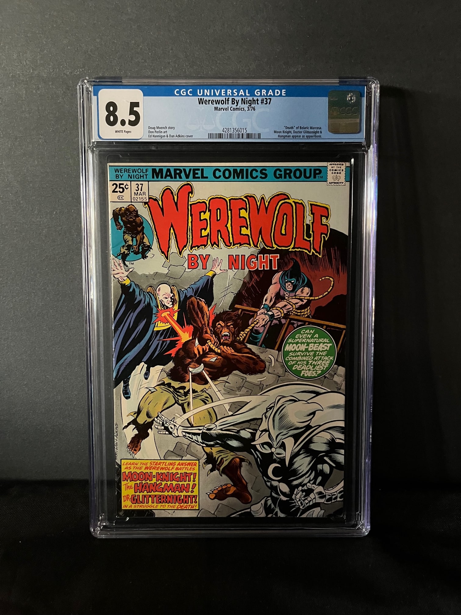 Werewolf by night 37 CGC 8.5 3rd Moon Night: We are a veteran owned company. Please look at the pictures carefully to determine what you believe the condition of collecitible is. We are currently accepting consignments. Email us a aeronhouse1994
