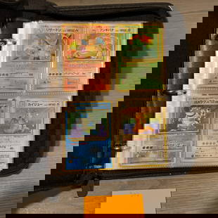 Vintage Japanese Pokemon cards, Charizard: Binder filled with vintage Pokémon cards. Old back pocket monster cards. Includes holos with swirls, as well as banned Sabrina card, E reader 1ed, and no rarity symbol cards. We are a veteran owned