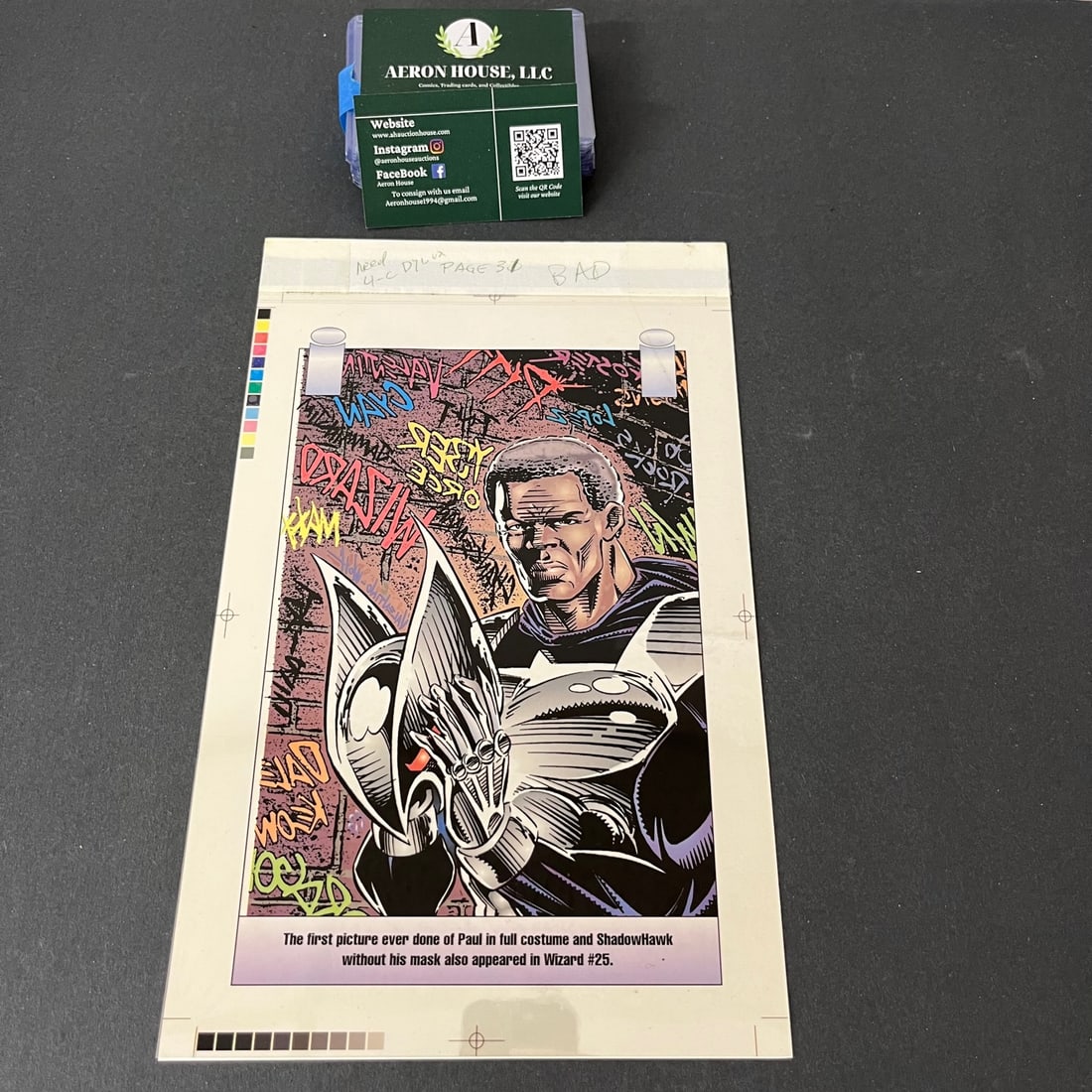 Shadowhawk Art Proof of Rejected Card Rare! (1 of 3)