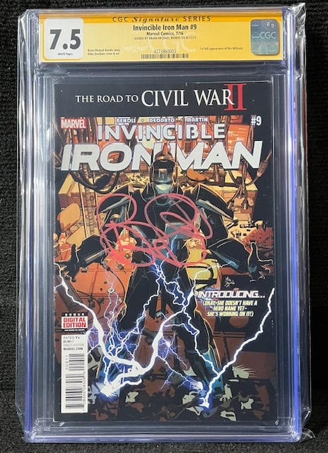 Invincible Iron Man 9 CGC Signed Michael Bendis (1 of 1)