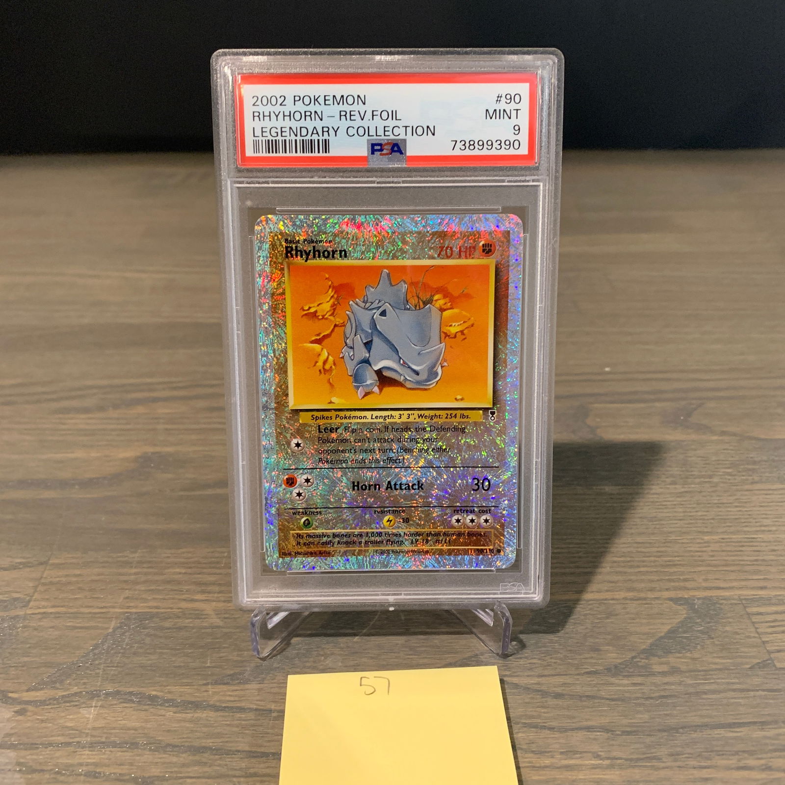 PSA 9 Rhyhorn Reverse holo Pokemon Card (1 of 2)