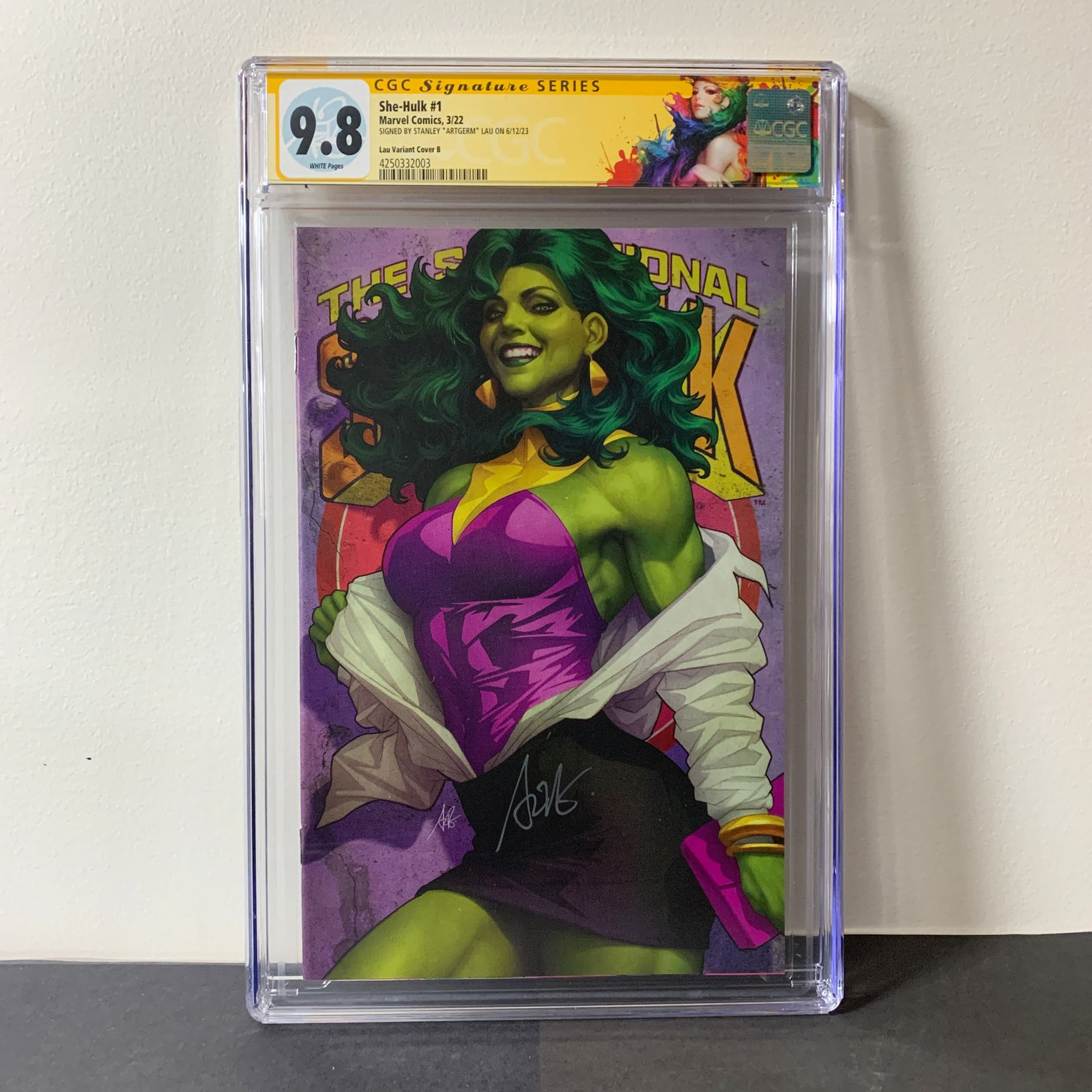 She-Hulk #1 1:100 RI Virgin Variant CGC 9.8 Signed by Art Germ (1 of 4)