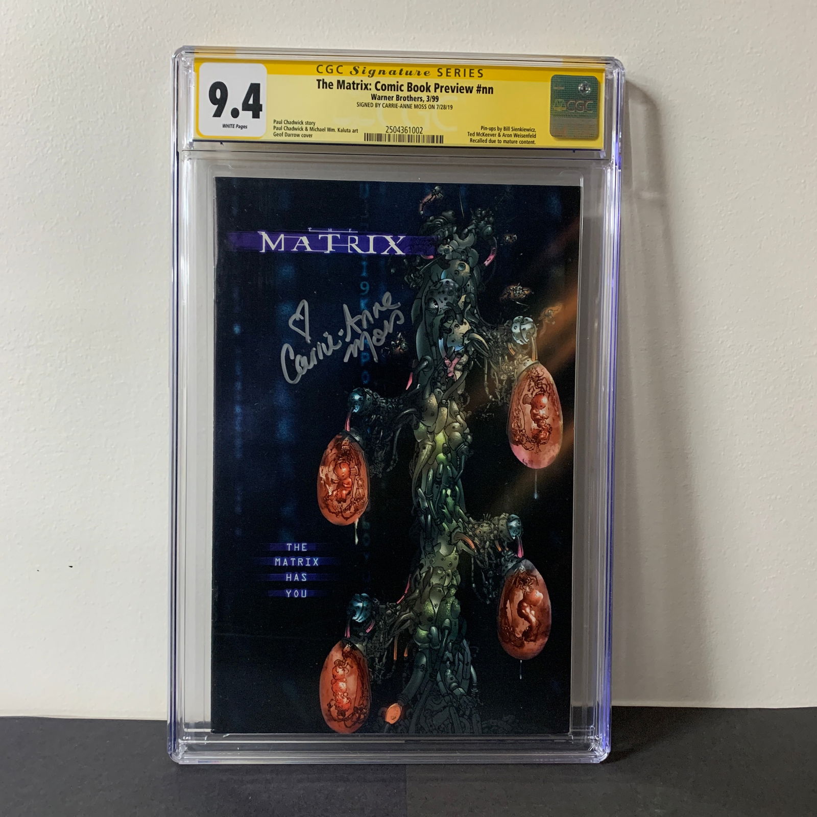 The Matrix Recalled Ed. CGC 9.4 Signed Carrie Anne Moss (1 of 4)