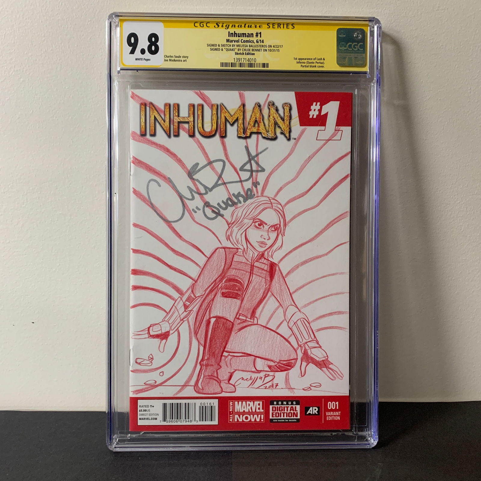 Inhuman #1 CGC 9.8 Signed & Sketch Melissa Ballesteros & Choloe Bennet (1 of 4)