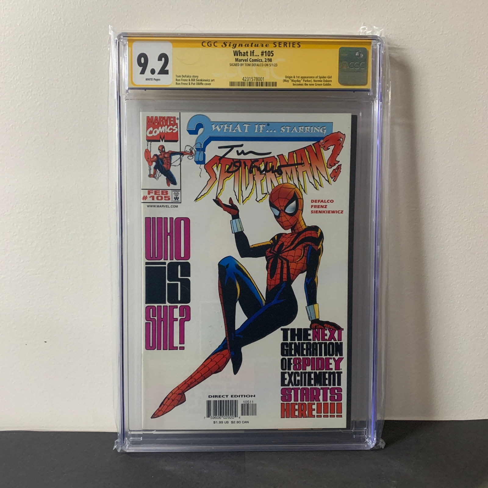 What If #105 1st app Spider-Girl CGC 9.2 Signed Tom Defalco (1 of 4)