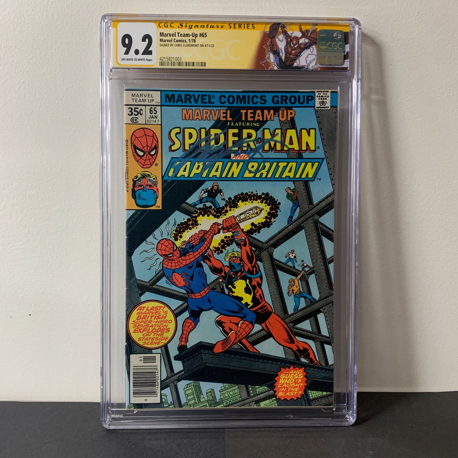 Marvel Team-Up #65 1st US app Capt. Britain CGC 9.2 Signed Chris Claremont (1 of 4)