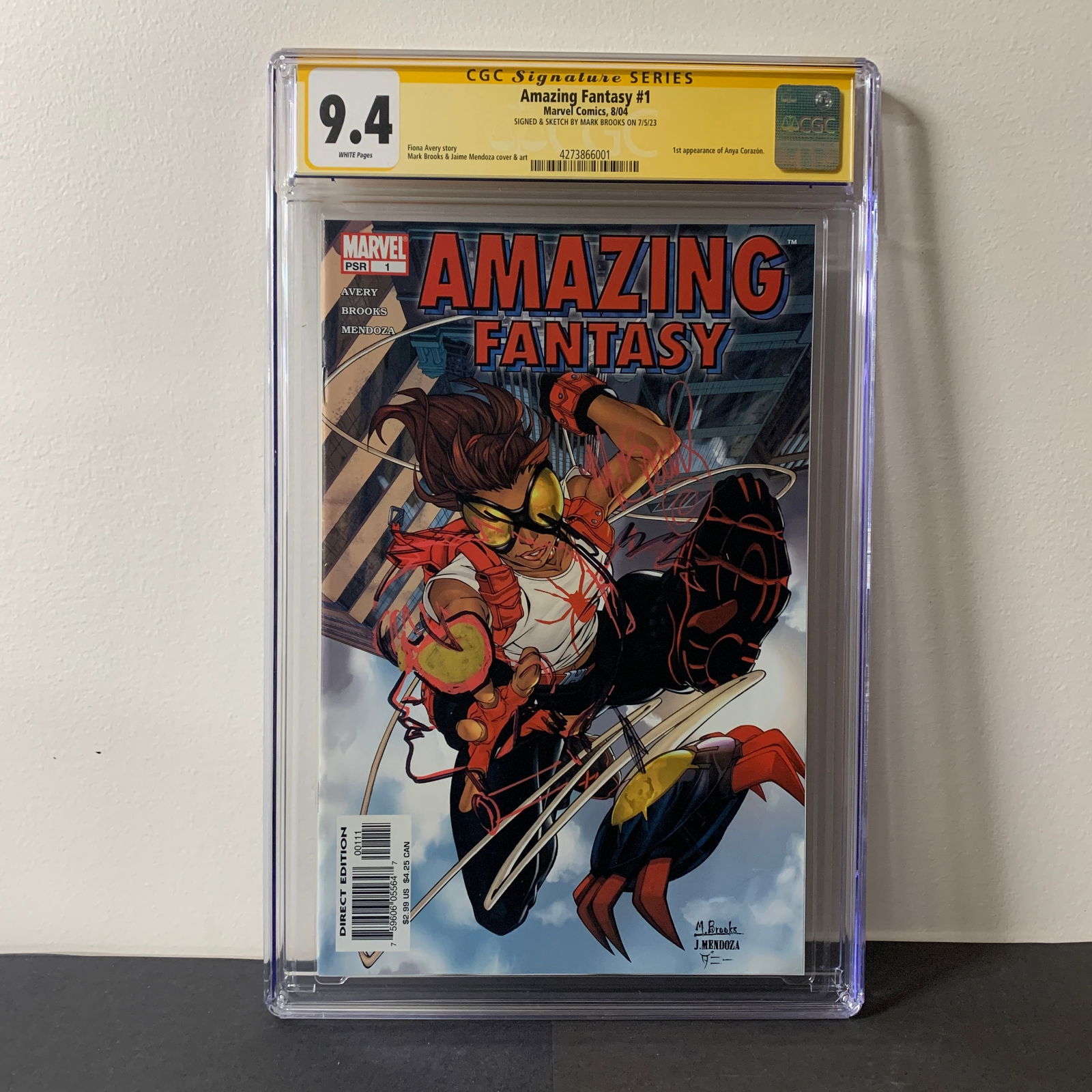 Amazing Fantasy #1 1st Anya Corazon CGC 9.4 Signed & Sketch Mark Brooks (1 of 4)