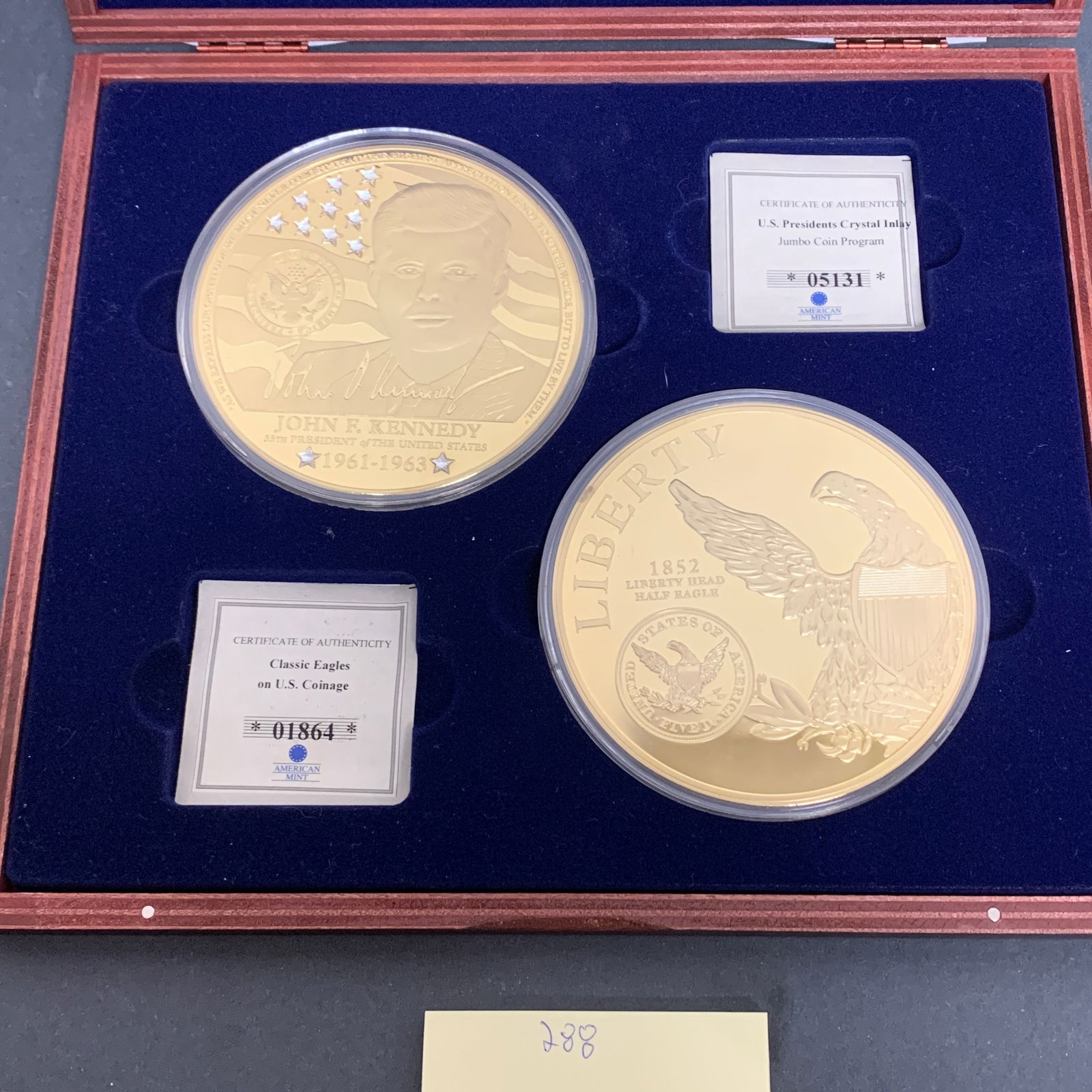 JFK President Crystal inlay & and Classic Eagles Gold Coins (1 of 4)