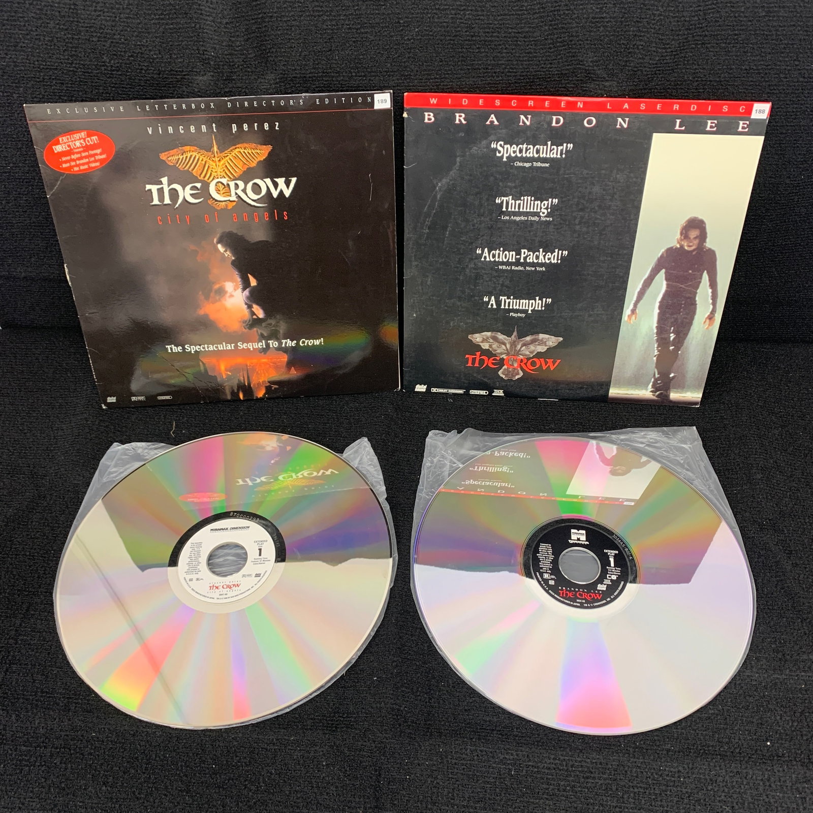 The Crow & The Crow City of Angels Laser Discs: We are a veteran owned company. Please look at the pictures carefully to determine what you believe the condition of collecitible is. We are currently accepting consignments. Email us a aeronhouse1994