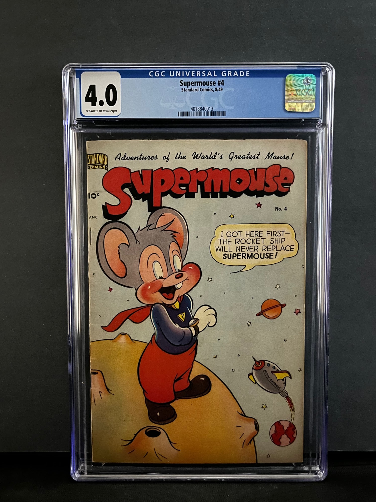 Supermouse 4 CGC 4.0 Golden Age Cartoon Super Hero: We are a veteran owned company. Please look at the pictures carefully to determine what you believe the condition of collecitible is. We are currently accepting consignments. Email us a aeronhouse1994