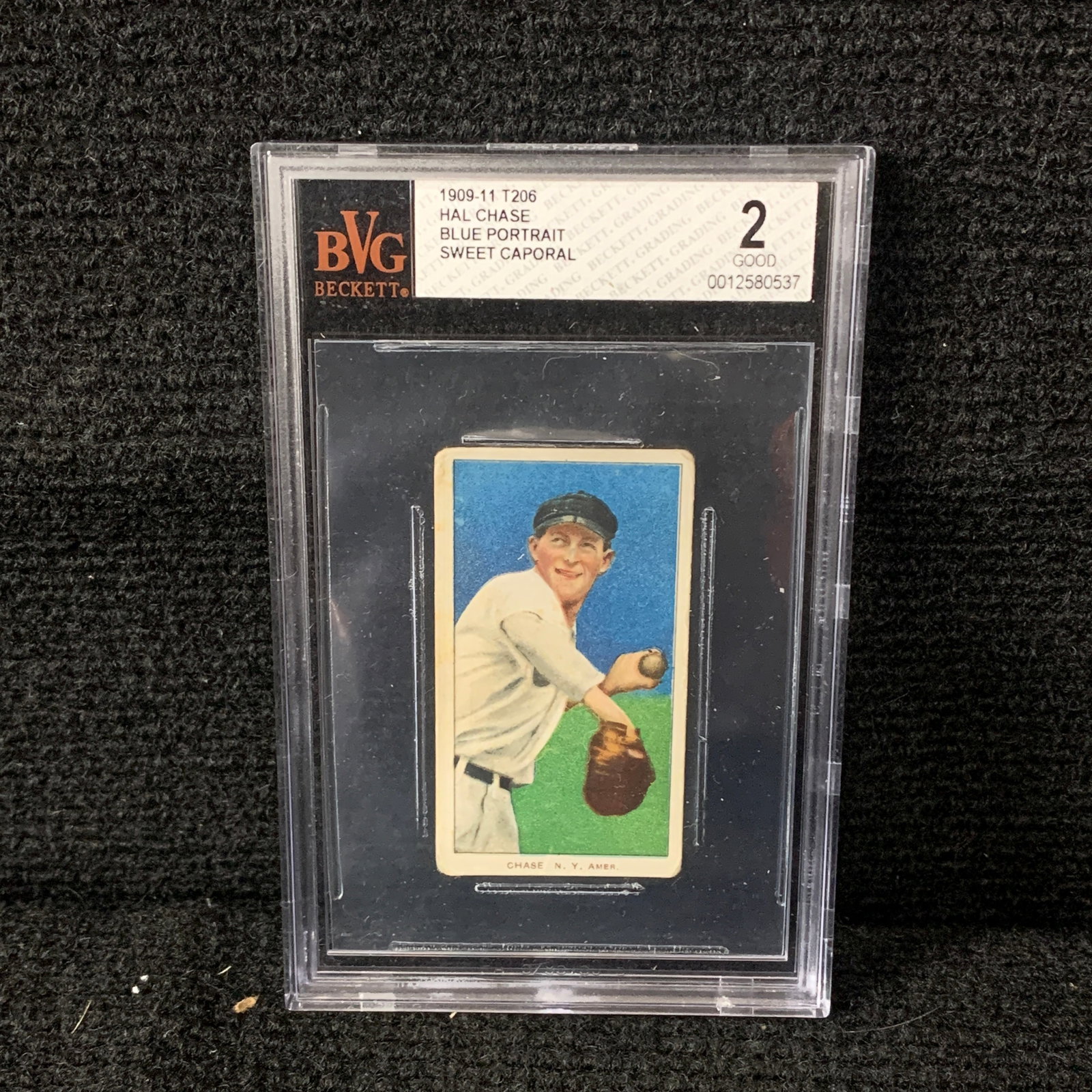 BVG 2 T206 Sweet Caporal Hal Chase Baseball Card (1 of 2)