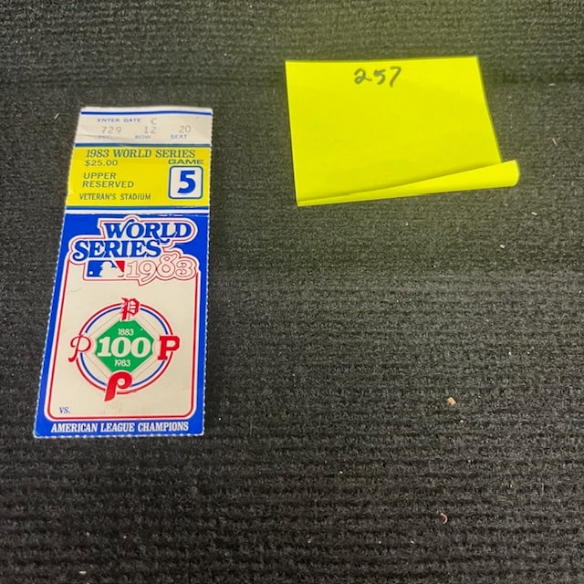 1983 World Series used Ticket Phillies: We are a veteran owned company. Please look at the pictures carefully to determine what you believe the condition of collecitible is. We are currently accepting consignments. Email us a aeronhouse1994