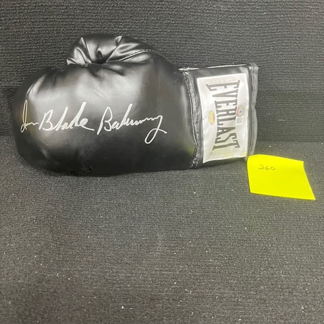Iran Barkley Signed Glove w/ Beckett COA: Iran Barkley competed from 1982 to 1999. He held world championships in three weight classes, including the WBC middleweight title from 1988 to 1989, the IBF super middleweight title from 1992 to 1993