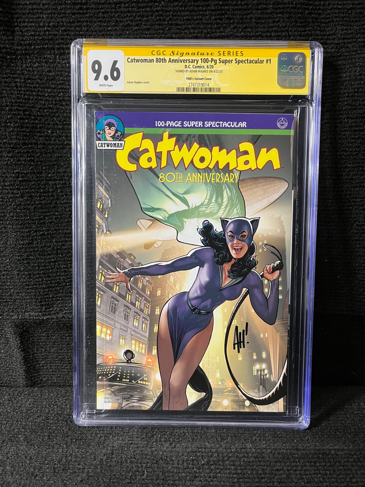 Catwoman 80th Anniversary 1 CGC 9.6 Adam Huges Sig: We are a veteran owned company. Please look at the pictures carefully to determine what you believe the condition of collectible is. We are currently accepting consignments. Email us a aeronhouse1994@