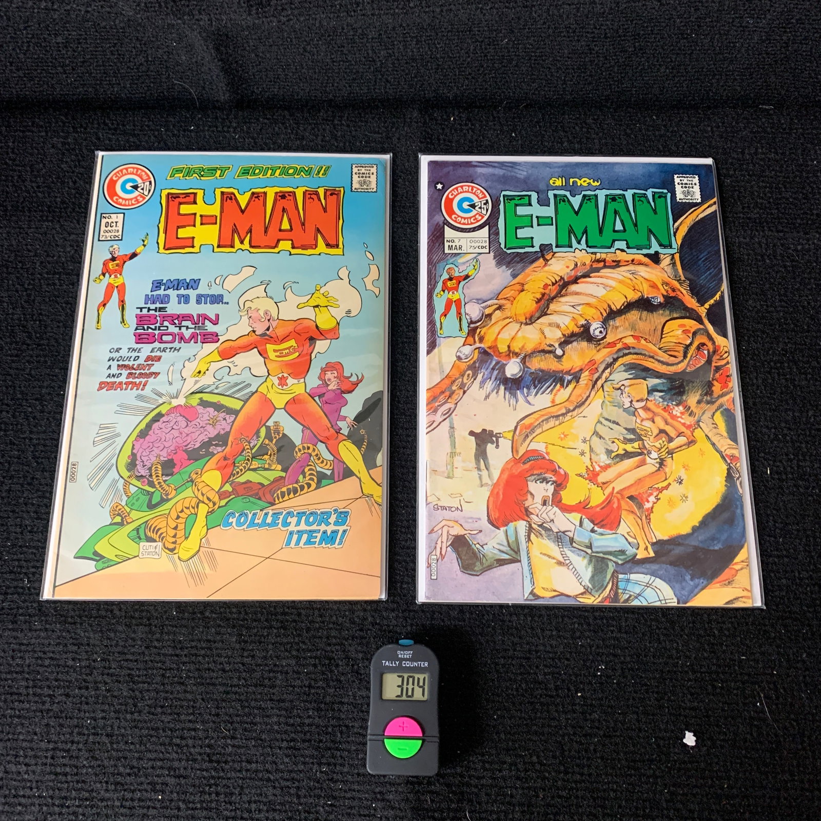 E-Man #1 & #7 Comics: We are a veteran owned company. Please look at the pictures carefully to determine what you believe the condition of collecitible is. We are currently accepting consignments. Email us a aeronhouse1994