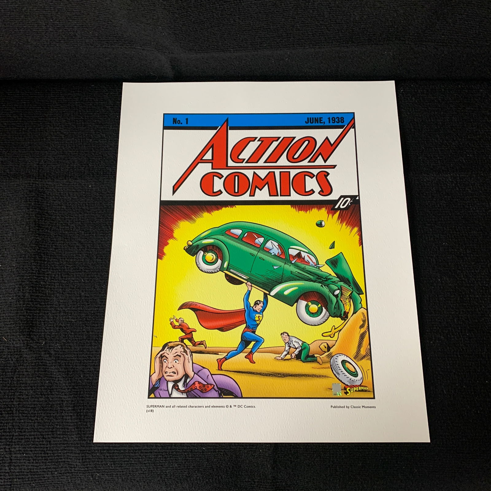 Action Comics #1 Art Print Limited Ed: Rare Limited Edition Action Comics #1 Print Titled "Superman Number 1" Authentic giclee certified by Classic Moments. Limited to 500 hand numbered pieces. We are a veteran owned company. Please look a