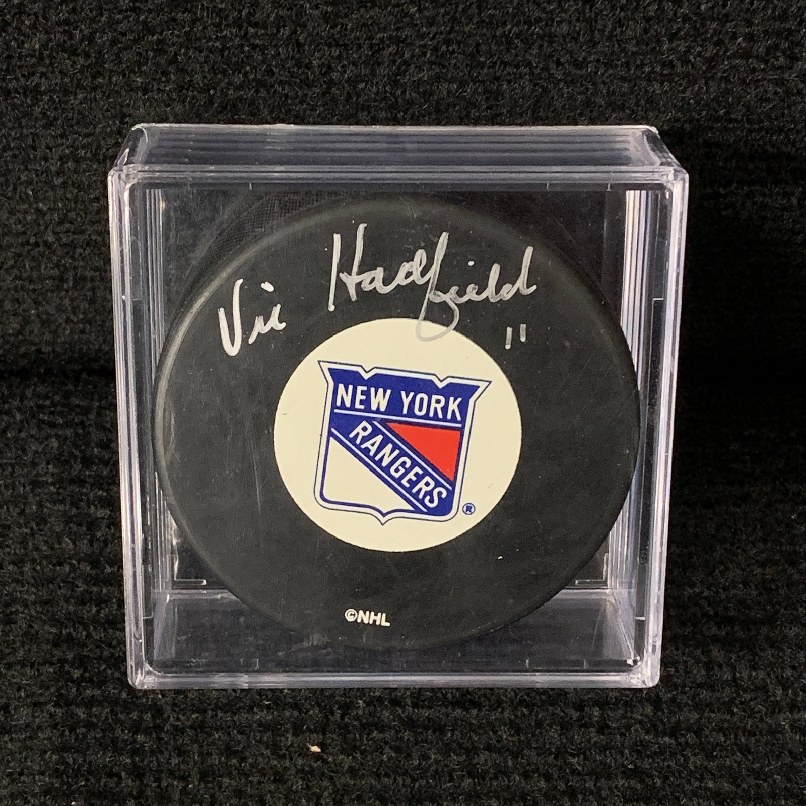 Vic Hadfield Signed Hockey Puck JSA COA: New York Rangers Signed Hockey Puck. Signed by Vic Hadfield. Includes COA from JSA. We are a veteran owned company. Please look at the pictures carefully to determine what you believe the condition of