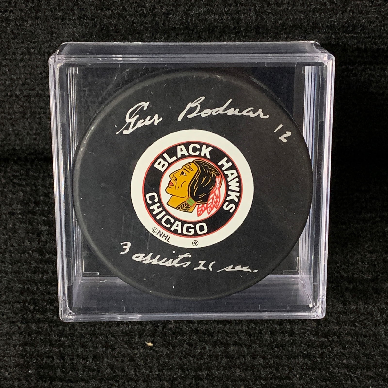Gus Bodnar Signed Hockey Puck JSA COA (1 of 2)