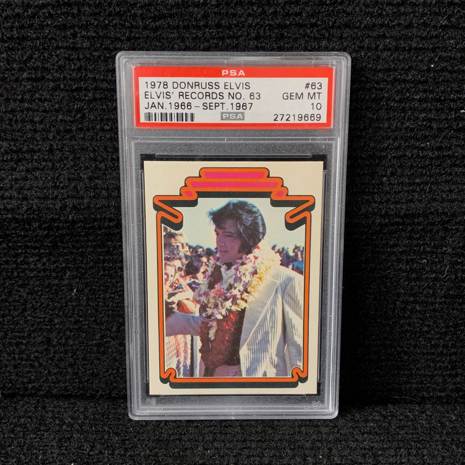 PSA 10 Gem m Mint Donruss Elvis #63 Card: PSA 10 Gem Mint 1978 Donruss Elvis Card. Elvis' Records No. 63... #63. POP 15!!! We are a veteran owned company. Please look at the pictures carefully to determine what you believe the condition of co