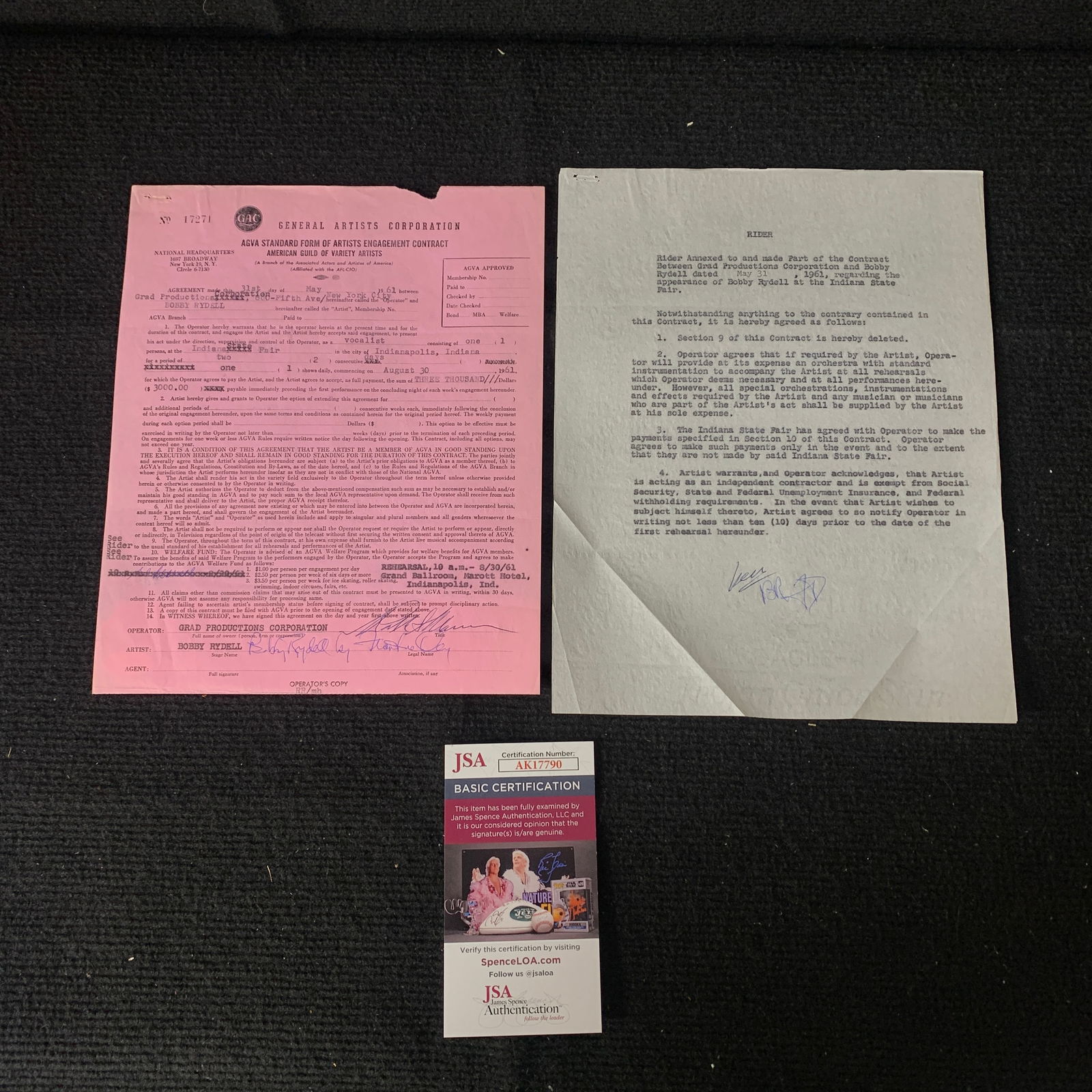 Bobby Rydell Signed Contract (1 of 4)