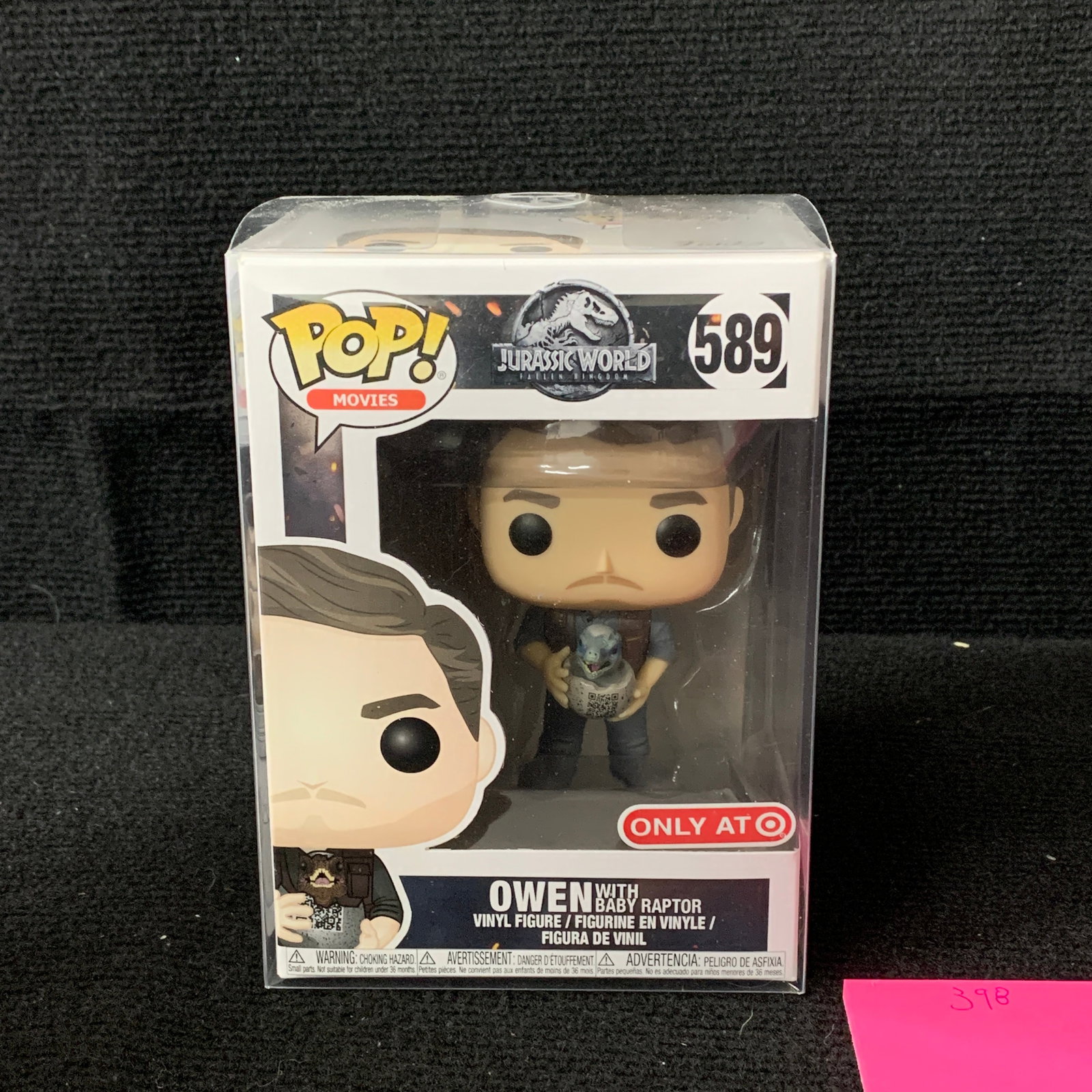 Jurassic World Owen Funko Pop, Exclusive: Owen With Baby Raptor Jurassic World Funko Pop, Target Exclusive. NIB. We are a veteran owned company. Please look at the pictures carefully to determine what you believe the condition of collecitible