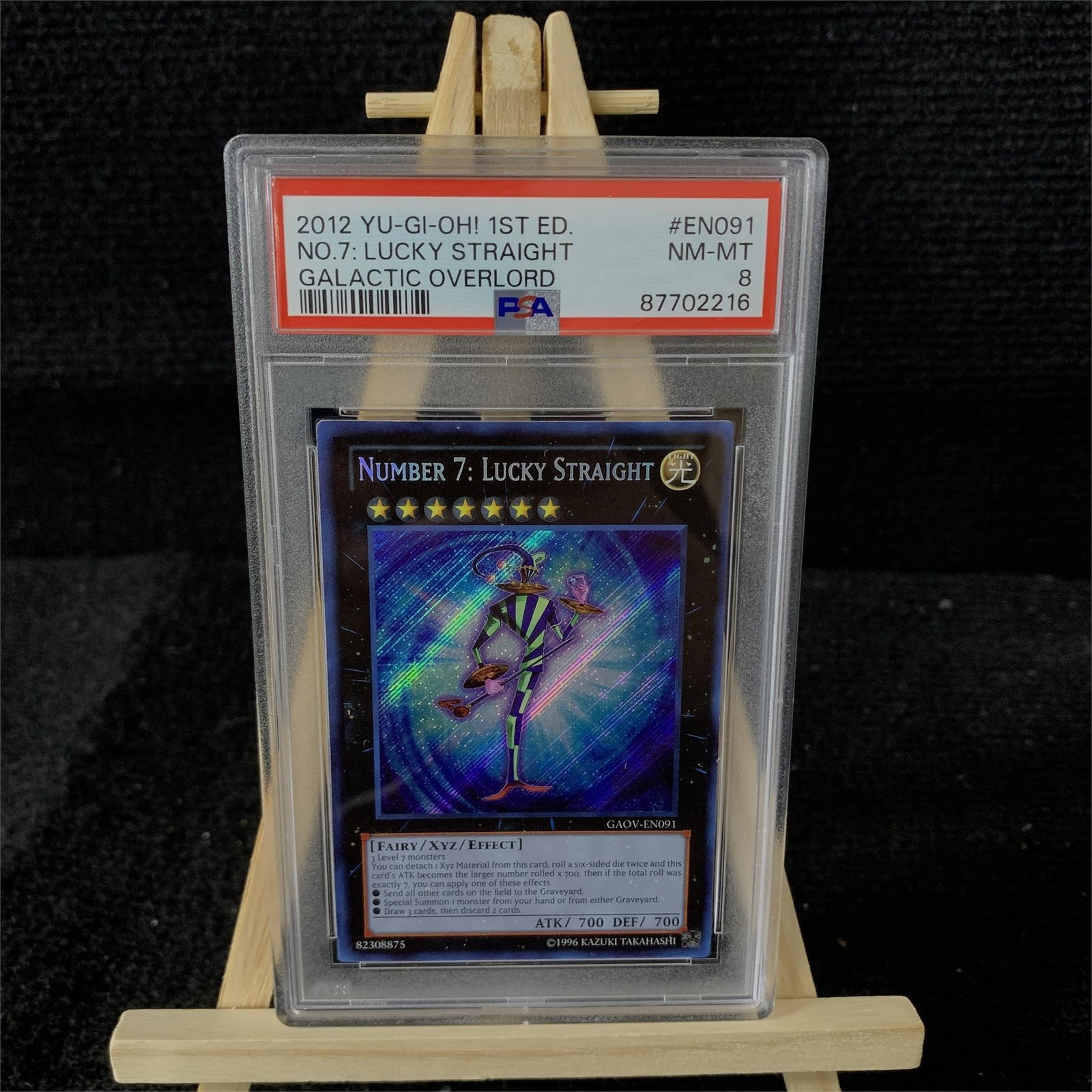 PSA 8 Number 7: Lucky Straight 1st Edition Galactic Overlord Yu-Gi-Oh Card: We are a veteran owned company. Please look at the pictures carefully to determine what you believe the condition of collecitible is. We are currently accepting consignments. Email us a aeronhouse1994