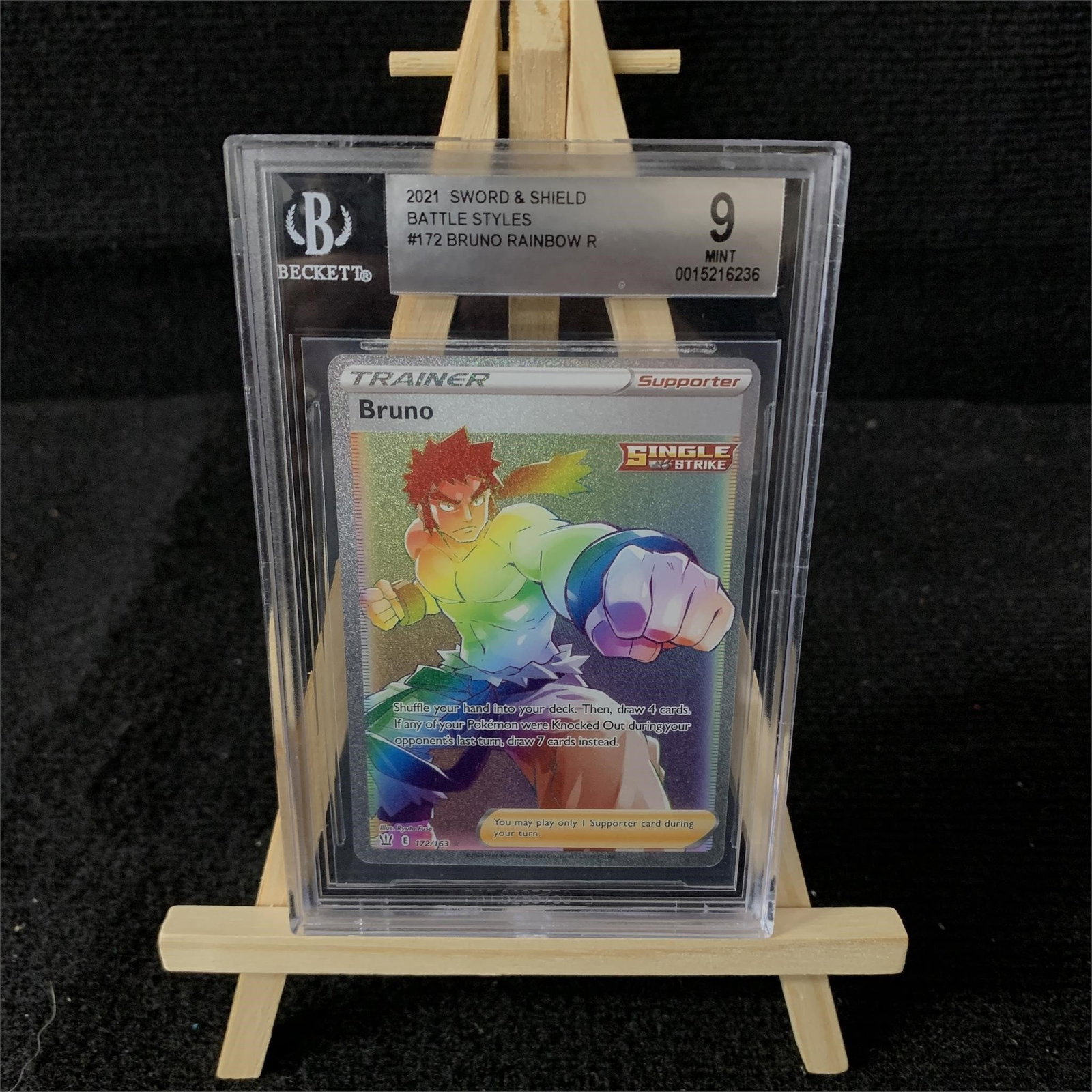 Beckett 9 Bruno Rainbow Rare: Beckett 9 Bruno #172 Rainbow Rare Battle Styles Pokemon Card. We are a veteran owned company. Please look at the pictures carefully to determine what you believe the condition of collecitible is. We a