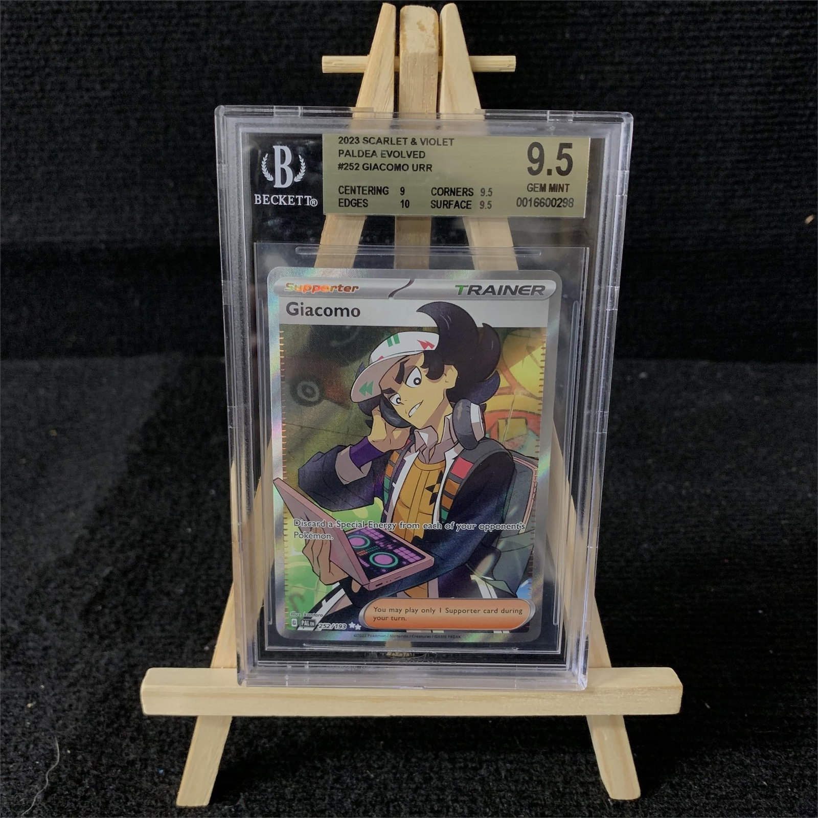 Beckett 9: 5 Giacomo Full Art Trainer #252 Paldea Evolved Pokemon Card. We are a veteran owned company. Please look at the pictures carefully to determine what you believe the condition of collecitible is. We ar