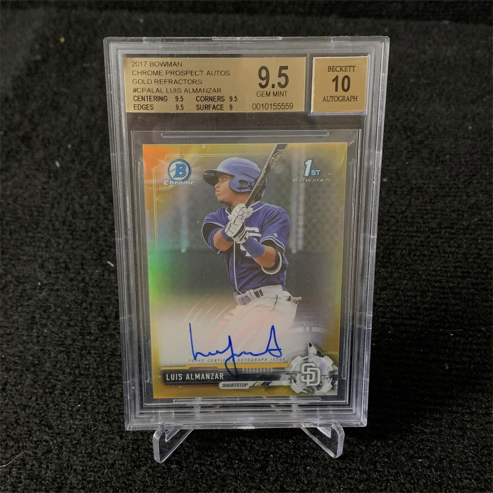 Beckett 10 Auto Luis Almanzar Gold Refractor (1 of 2)