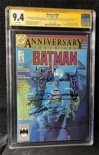 Batman 400 Signed X6 CGC 9.4: Multiple signed copy of Batman 400. Signed by Paris Cullins, George Perez, Wm. Kaluta, Steve Leialoha, Arthur Adams, and Bill Sienkiewicz, Sketch by Cullins We are a veteran owned company. Please look